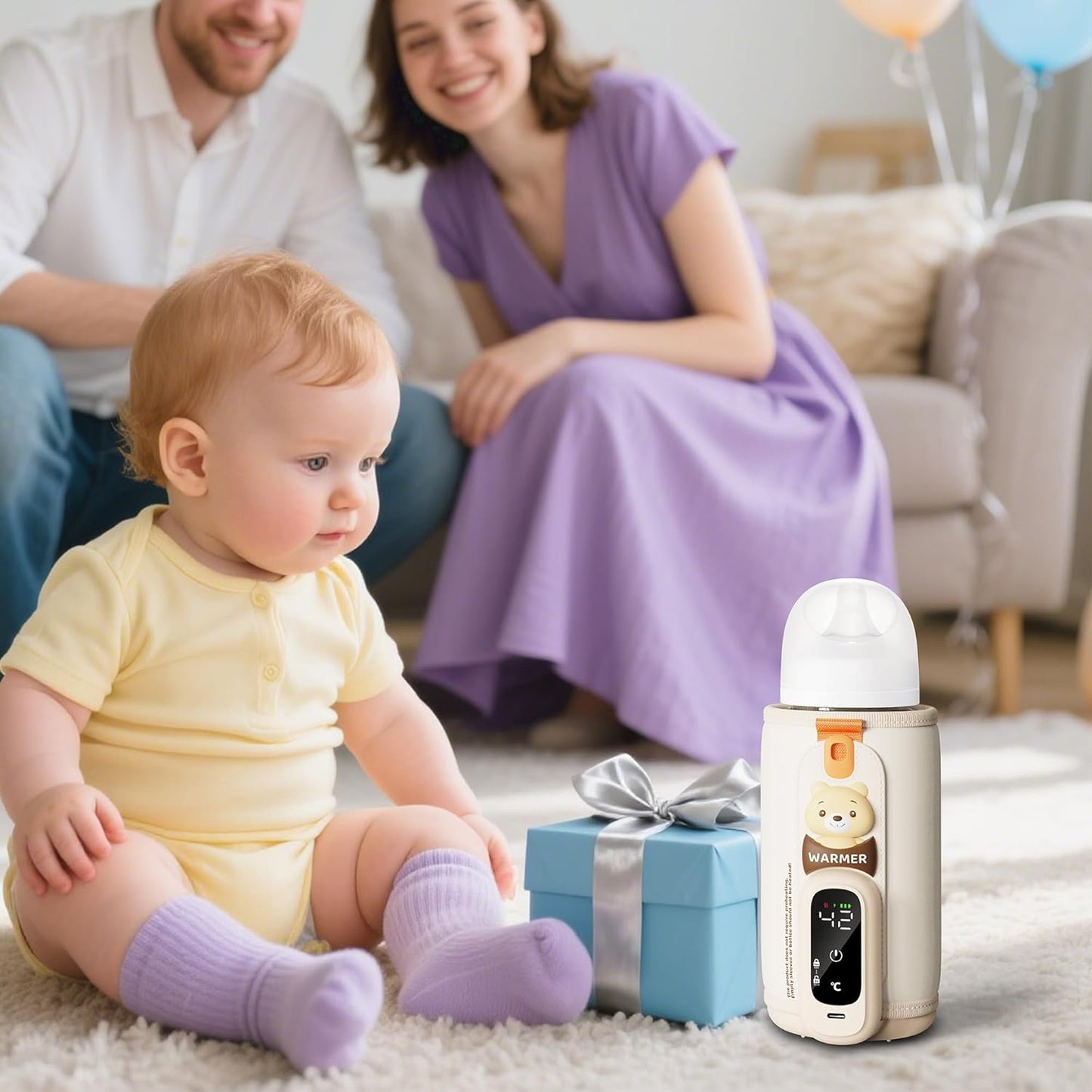 Portable Bottle Warmer for Travel, Baby Bottle Warmer for Breastmilk & Formula, Milk Warmer on The Go, Accurate Temperature Control, Retain Nutrients