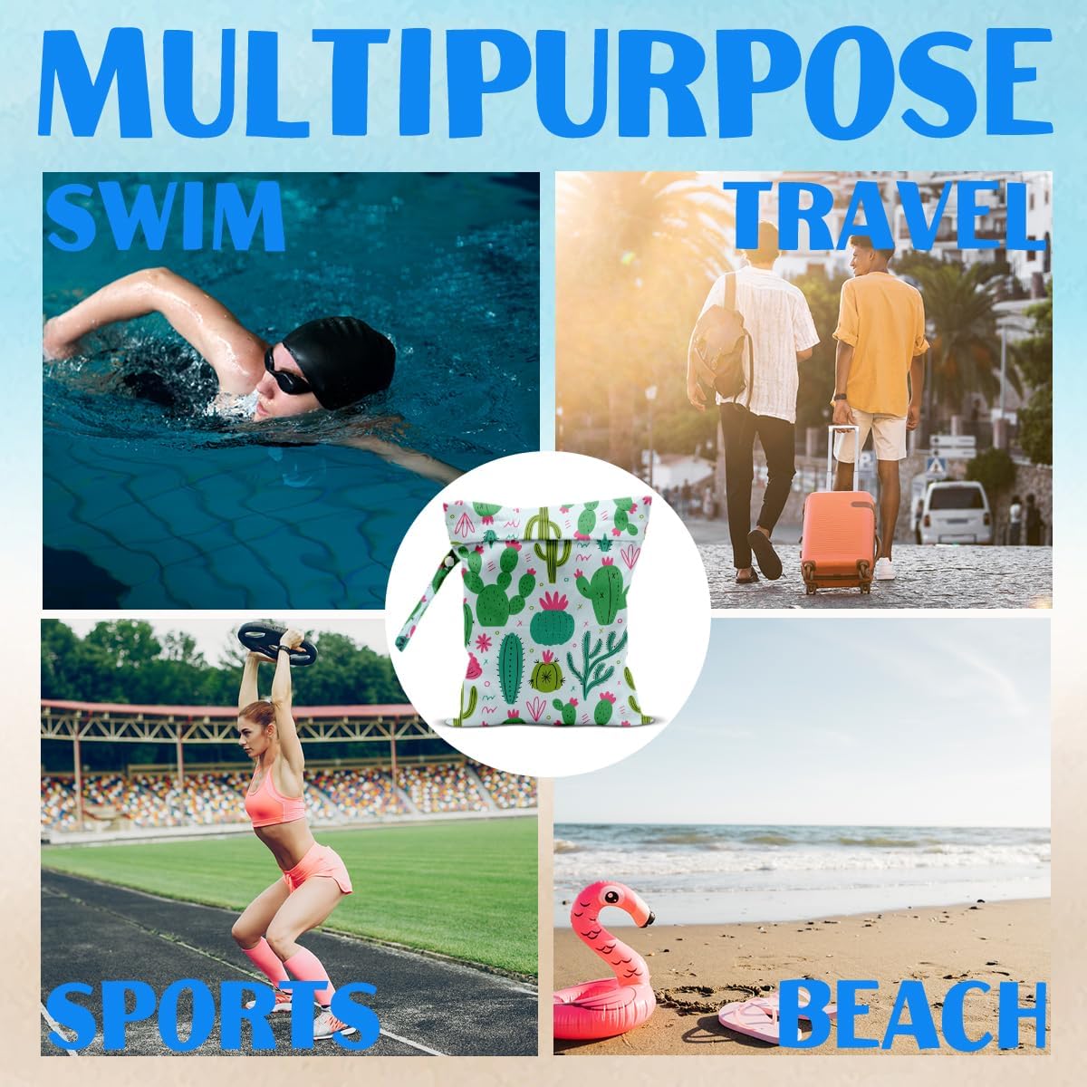 Wet Bag for Baby Swimsuit Dirty Clothes Diaper Yoga Gym, Wet Dry Bag, Beach Vacation Essential for Travel Poor Bathing Diapers