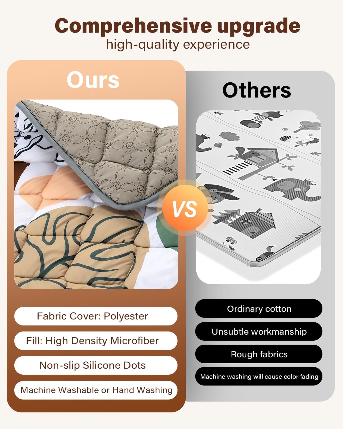 Baby Play Mat 43"x43", Non-Slip Baby Mat for Floor, Soft Thicker Playpen Mat, Portable Playmat, Crawling Mat for Babies, Toddlers & Infants to Play and Learn(Boho)