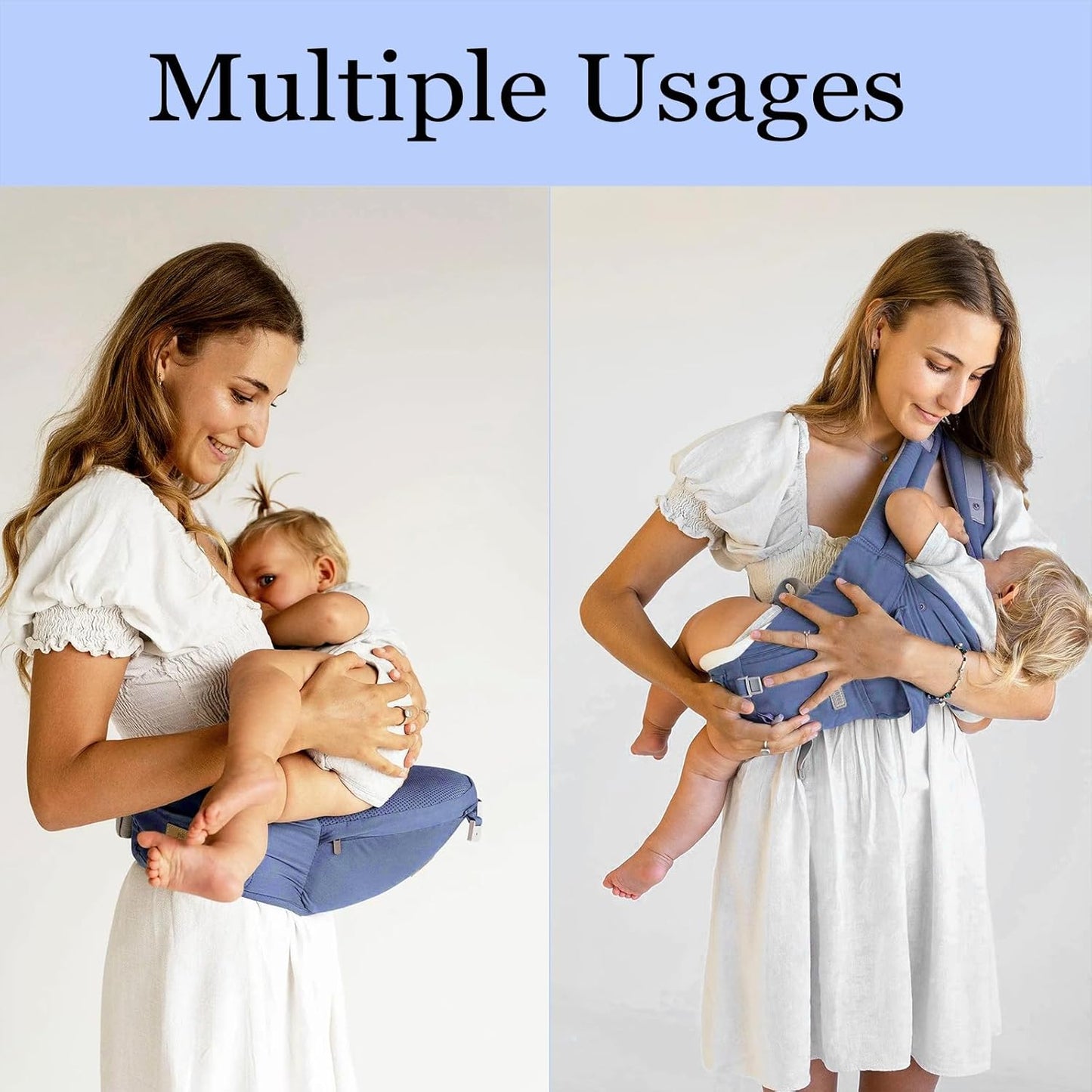 Baby Carrier Newborn to Toddler Baby Carriers with Seat Infant Baby Holder Backpack Baby Carriers Front and Back for Carrying and Hiking (Blue-Grey)