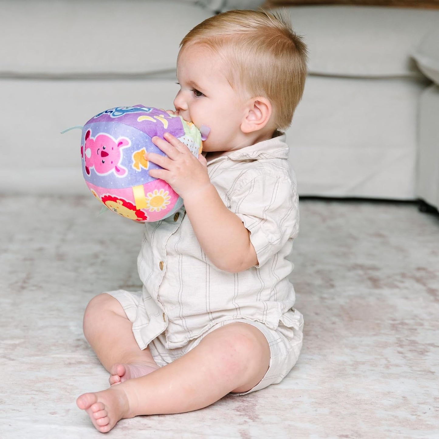 Move2Play, Hilariously Interactive Baby Ball with Music & Sound Effects | First Birthday Gift | Toddler Toy for Boys & Girls | Age 6, 9, 12, 18+ Month | 1, 2+ Year's Old (Baby Ball Pastel)