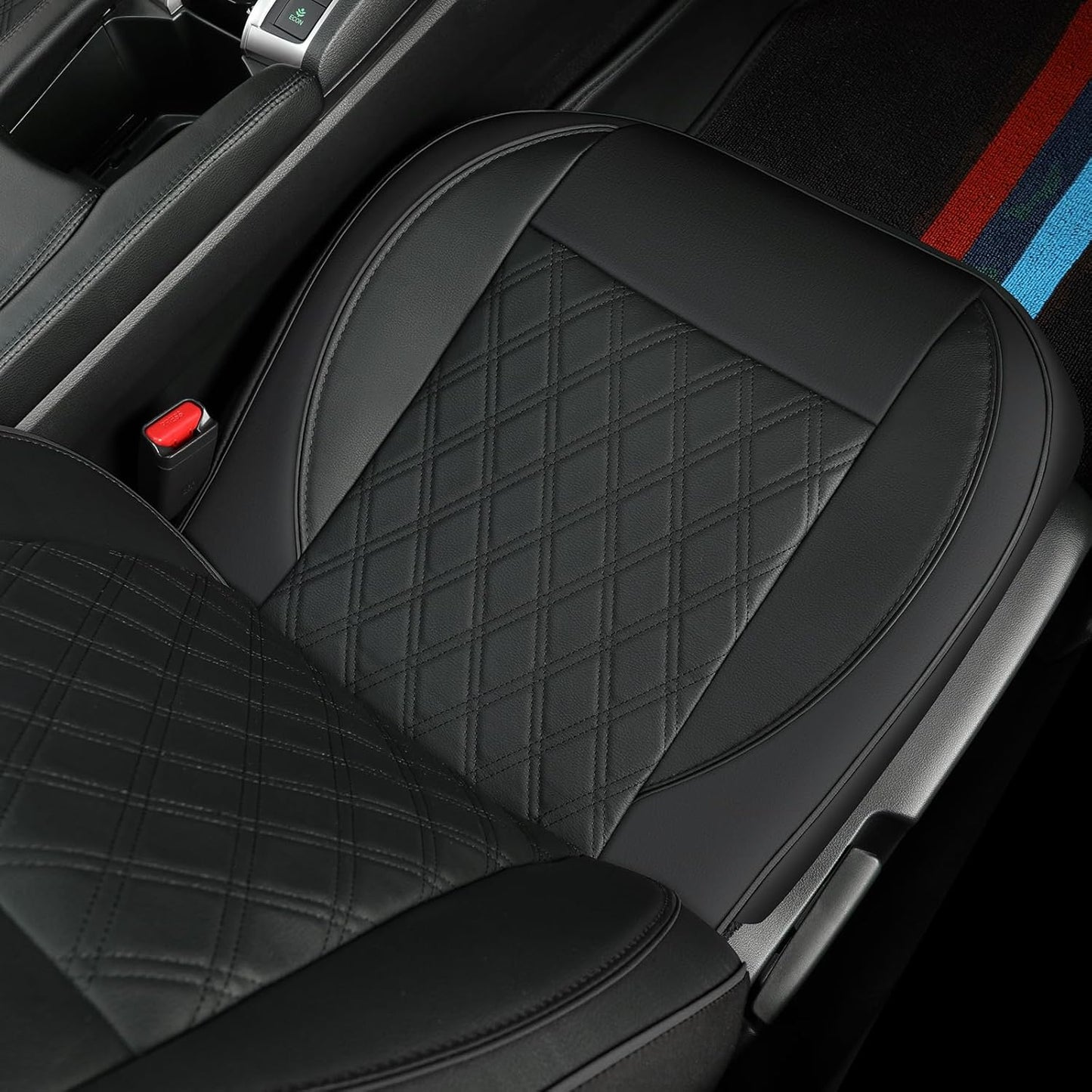GIANT PANDA Front Car Seat Cover for Kia, Piping Leather Bucket Seat Protectors Waterproof, Custom Fit Kia Sorento Sportage Forte Telluride K5 Seltos Soul Optima Carnival (2 Pack Black)