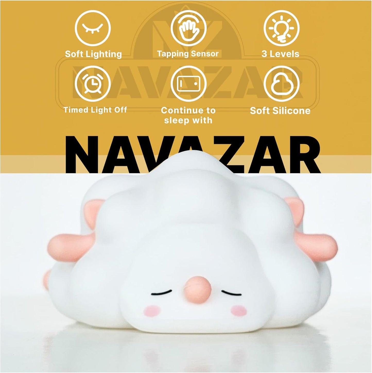 Rechargeable LED Night Light, Soft Silicone Touch Lamp with 3-Level Dimming, 30-Min Timer, Squishy BPA-Free Design, Perfect for Breastfeeding, Nursery, and Baby Room Decor (Sheep)