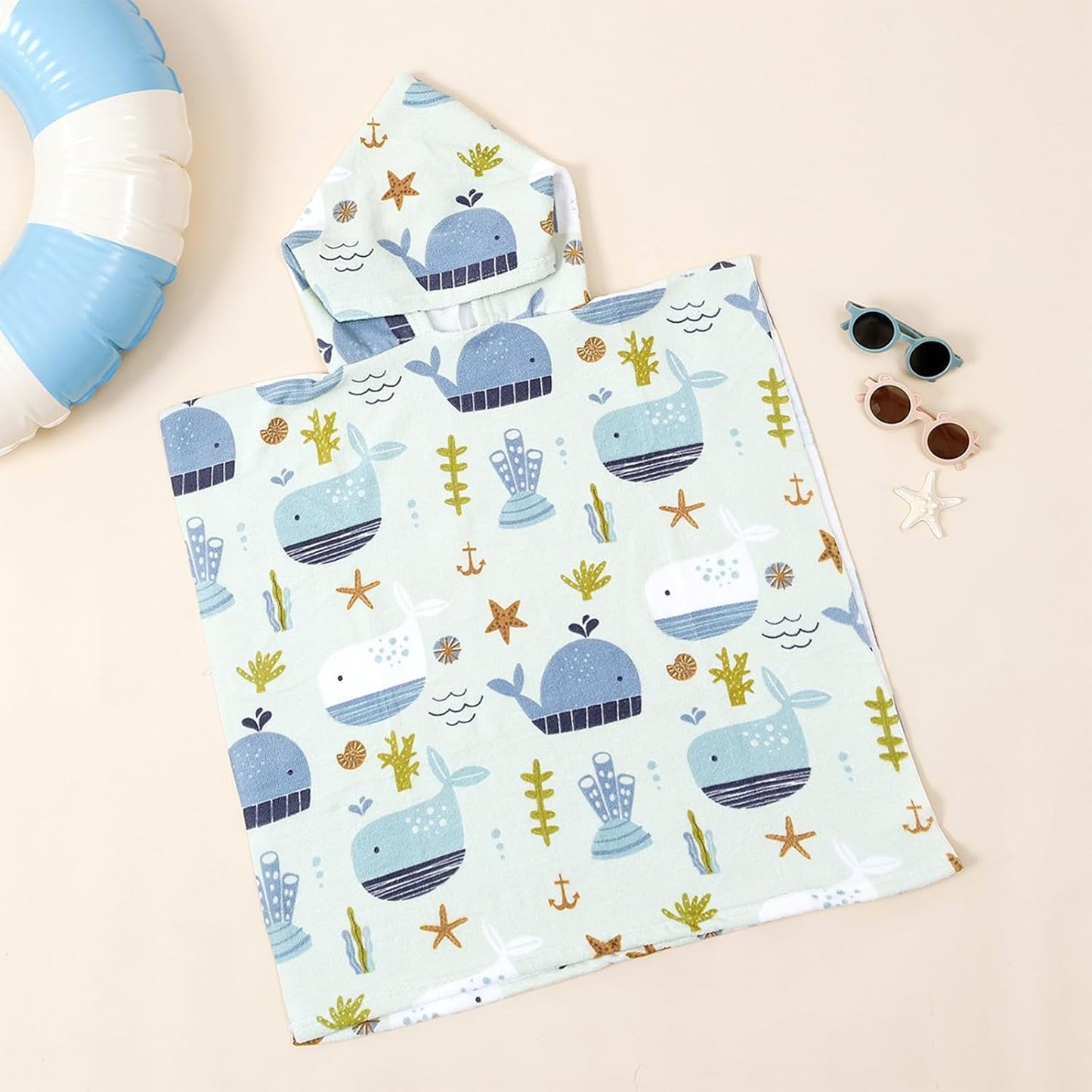 Toddler & Kids Hooded Bath & Beach Towel - Microfiber Wearable Poncho for Bathroom, Pool, Beach