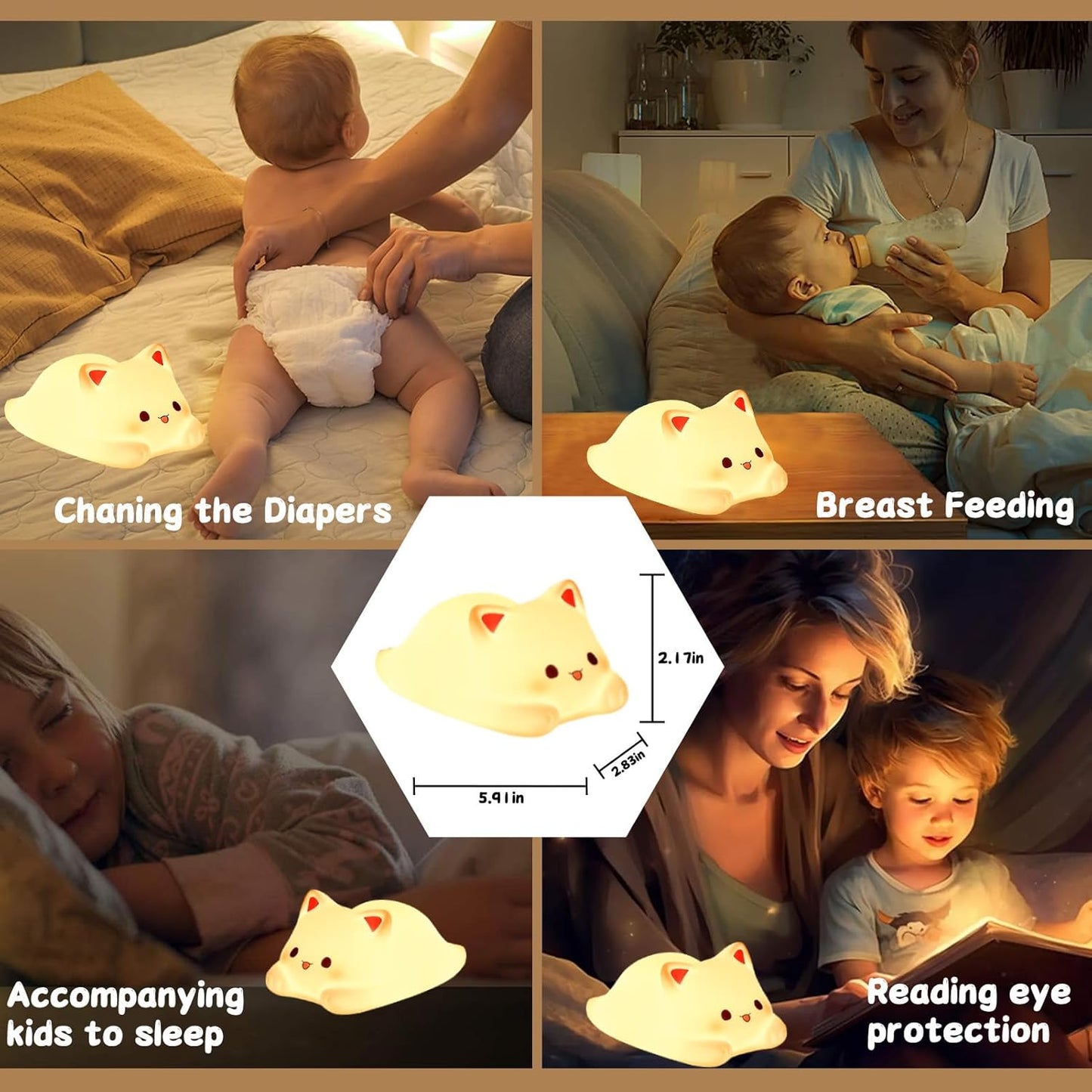 Tremdwoto Cat Night Light for Kids,Cute 7 Colors Baby Girl Squishy Night Lights Lamp with Timer Kitty Light Dimmable Nursery Lamp USB Charging Bedroom Deco Nightlight r,Gifts for Boys and Girls