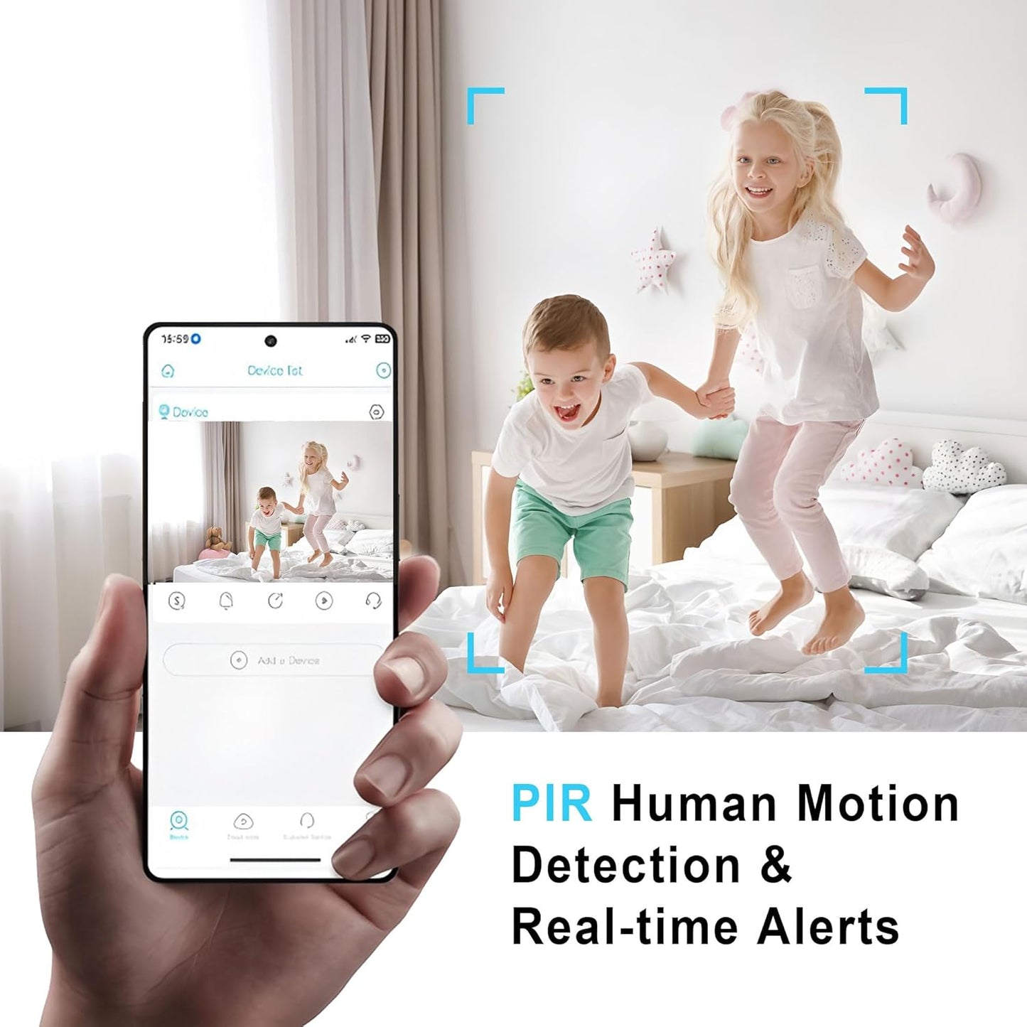 4K WiFi Indoor Camera with 64GB SD Card, Battery Powered Security Cam, 100-Day Standby, AI Human Detection, Night Vision, Real-Time Alert, Baby Monitor, Pet Cam for Home or Office