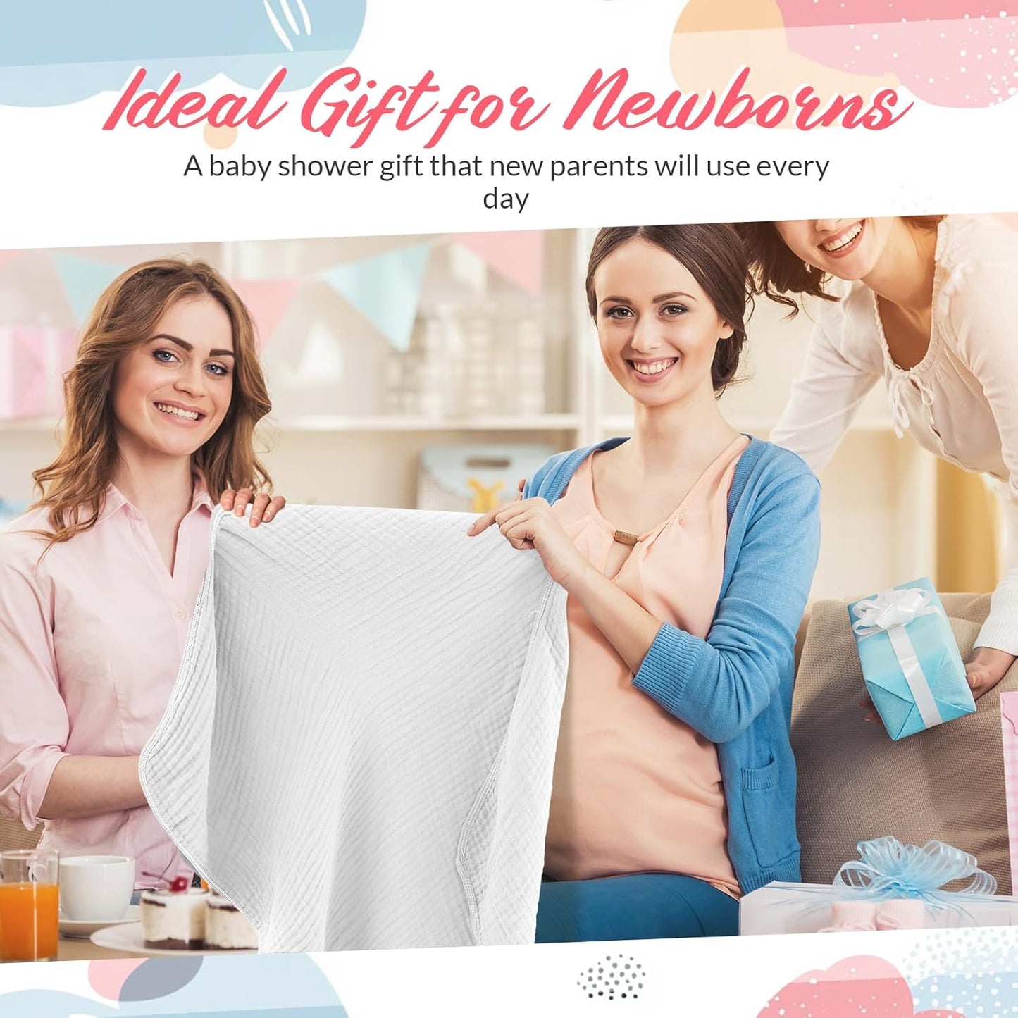 6 Pcs Muslin Hooded Bath Towels Washcloths and Bibs Set, Muslin Cotton Baby Towels Absorbent Hooded Blanket Towel Infant Bibs for Boys Girls Newborn Infant Essentials(White, Light Gray)