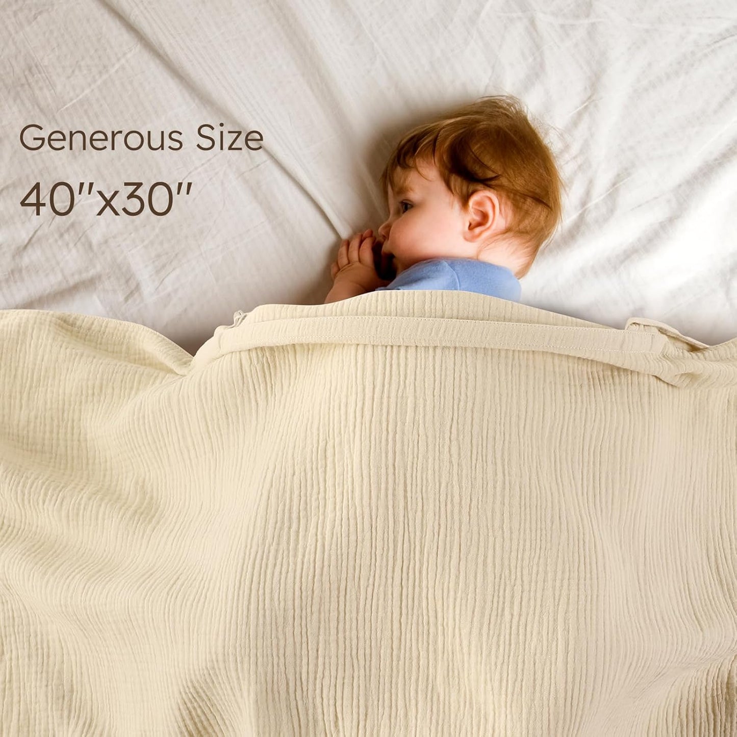 Yoofoss Muslin Nursing Cover for Breastfeeding, 100% Cotton Breastfeeding Cover with Arch Neckline, Soft Breathable Privacy Nursing Covers for Women, Multi-use Breastfeeding Essentials-Apricot