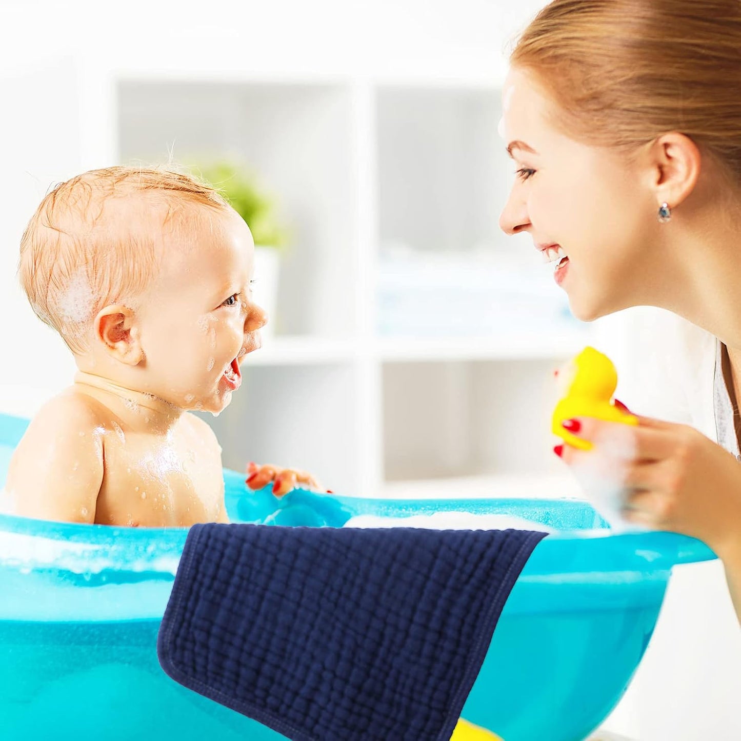 Tatuo 8 Pcs Baby Muslin Bibs & Burp Cloths 6 Absorbent Layer 100% Cotton Unisex Baby Bibs for Drooling and Teething