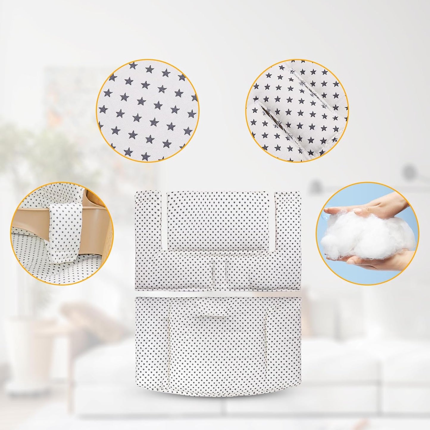 For Tripp Trapp High Chair Cushion, Soft And Comfortable For Tripp Trapp High Chair Cushion, For Tripp Trapp Cushion Set Makes It Safer And More Comfortable For Baby To Sit On (Beige Little Star)