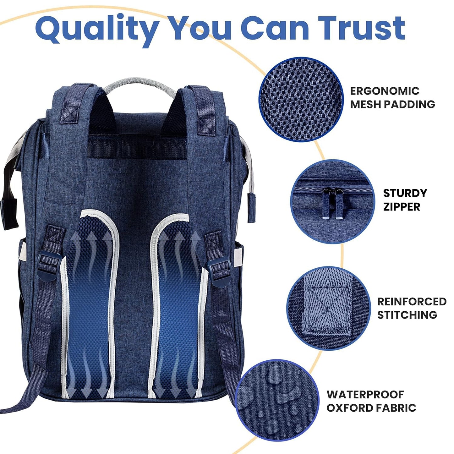 PILLANI Baby Diaper Bag Backpack - Large Bag for Boys & Girls, Waterproof Diaper Backpack - Travel Diaper Bags w/Changing Pad, Baby Registry Search & Shower Gifts - Essentials Must Haves Newborn Stuff