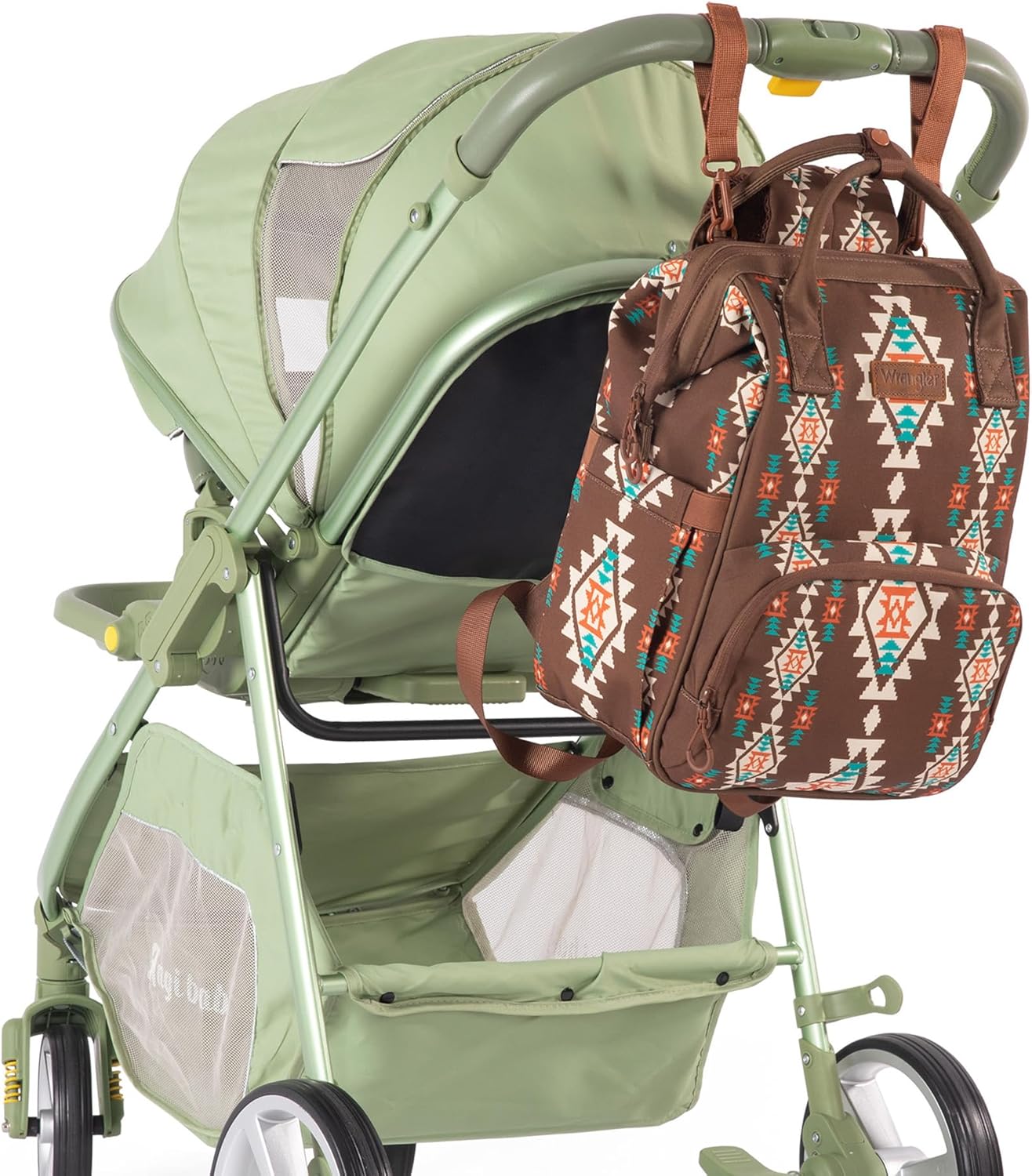Wrangler Aztec Backpack Organized Daypack Travel Baby Bag with Stroller Strap and Side Bottle Pockets WG2204-9110CF
