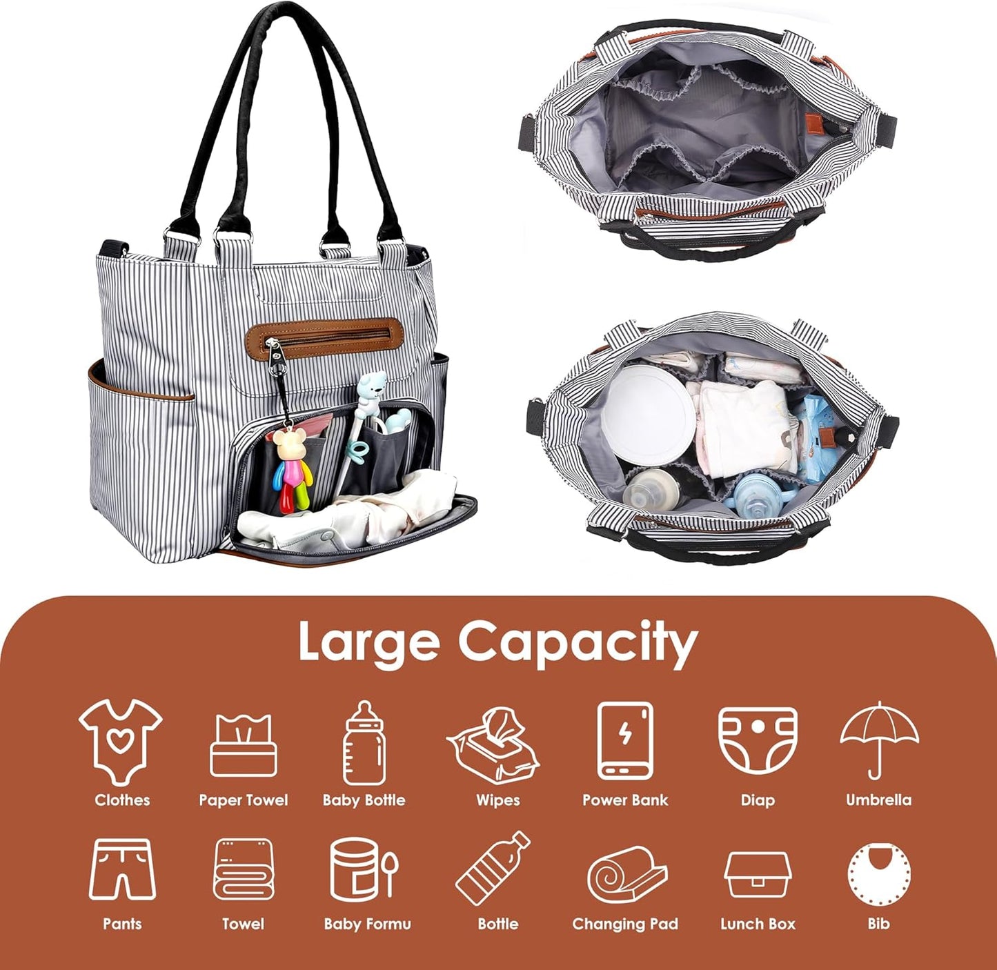 5PCS Baby Diaper Bag Set, Large Baby Doll Diaper Backpack