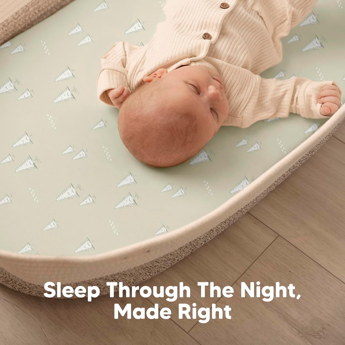 2-Pack Baby Bassinet Sheets Girl, Boy - 33x17 Viscose Derived from Bamboo Bedside Mattress Fitted Bassinet Sheets, Compatible with Halo Bassinest Swivel Sleeper, Baby Delight, Graco (Pine Grove)