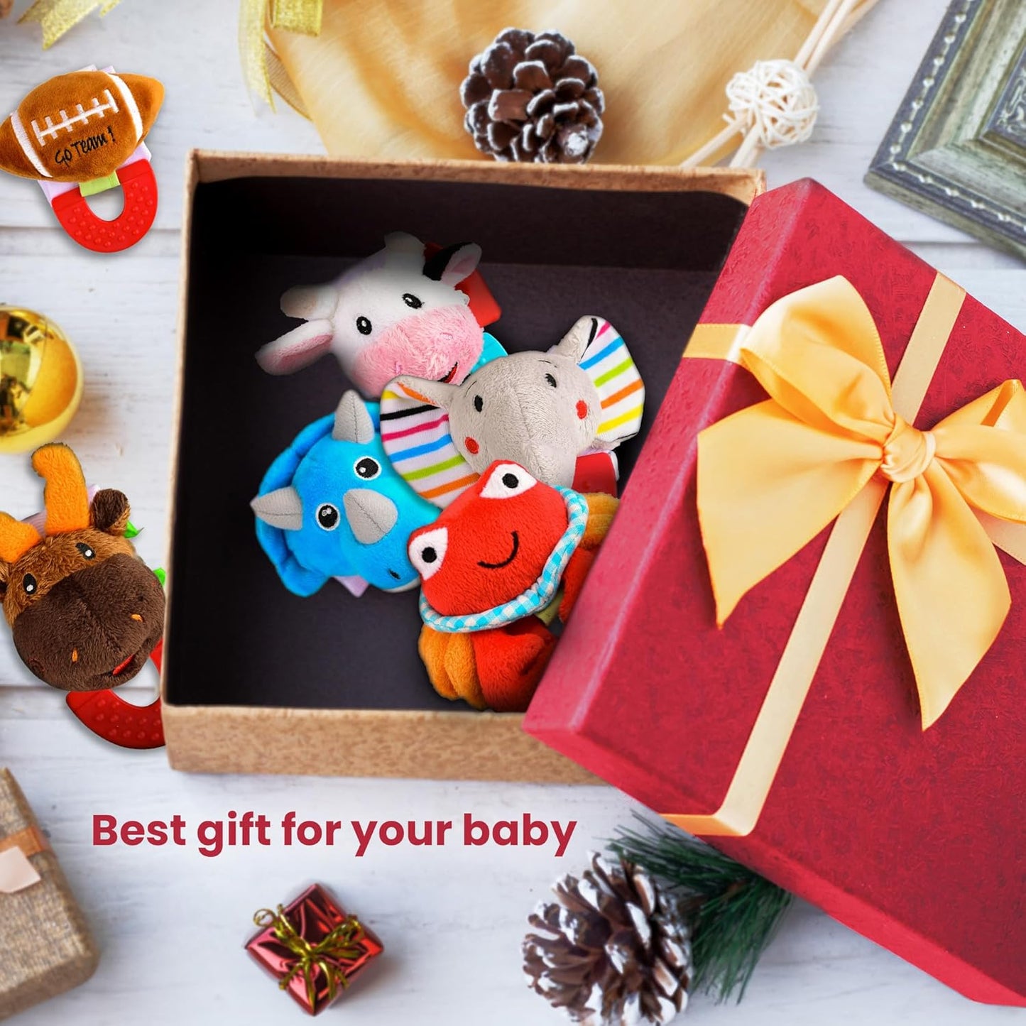 Wristy Buddy Silicone Baby Teether Toy -Elephant Soothe Babies Sore Gums - Hands Free Design - BPA Free - Easy-to-Hold - Teething Relief Pacifier for Infant - Elephant Shape