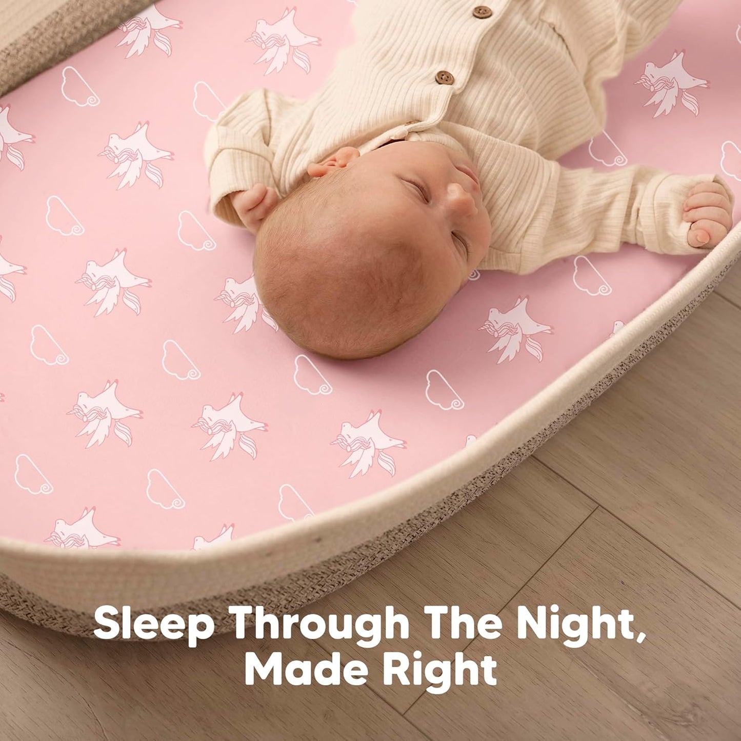 2-Pack Baby Bassinet Sheets Girl, Boy - 33x17 Viscose Derived from Bamboo Bedside Mattress Fitted Bassinet Sheets, Compatible with Halo Bassinest Swivel Sleeper, Baby Delight, Graco (Beach Day)