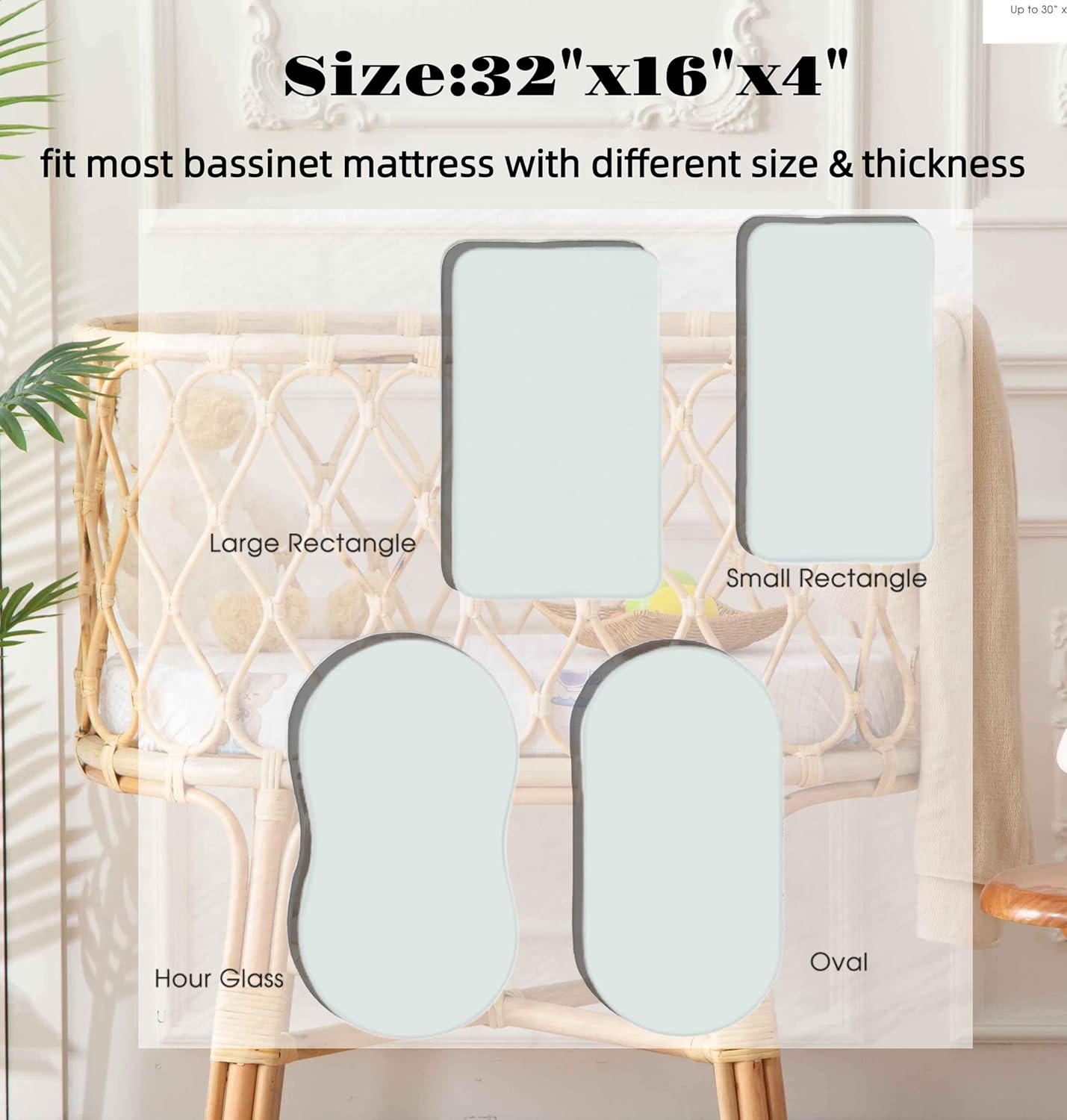 SDY Rabbit Bassinet Sheets Boys Girls,Fit for Rectangle, Round, Oval, Hourglass Mattress, Flexible for Different Bassinet Pad/Mattress 2 Pack 32 * 16 * 4 inches (Easter Day&Rabbit)