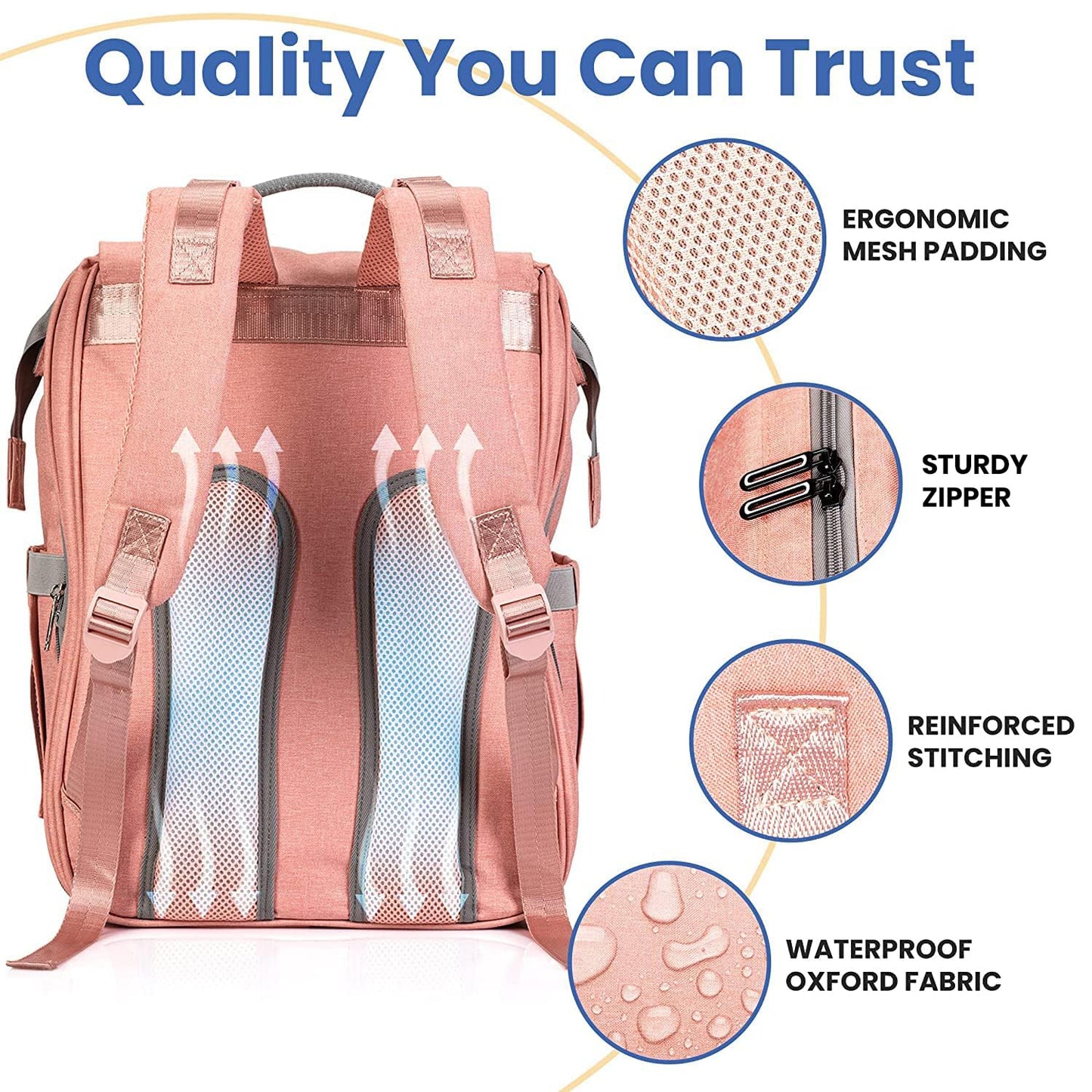PILLANI Baby Diaper Bag Backpack - Large Bag for Boys & Girls, Waterproof Diaper Backpack - Travel Diaper Bags w/Changing Pad, Baby Registry Search & Shower Gifts - Essentials Must Haves Newborn Stuff