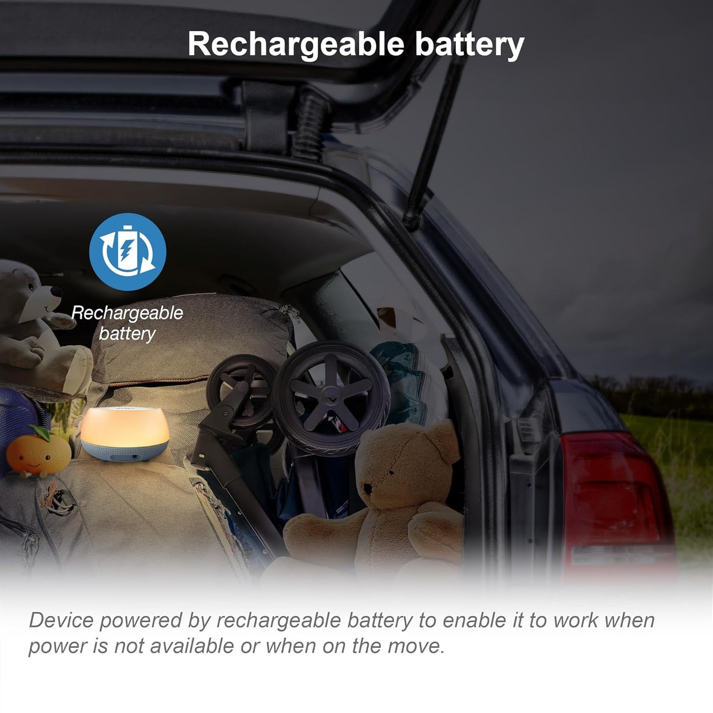 VTech BC8213 V-Hush Junior Sleep Training Soother with 40 Stories/Songs/Sounds & Record Your own Voice. Portable Bluetooth HD Speaker, 250+ Multi-Color Night Light, Ceiling Projector