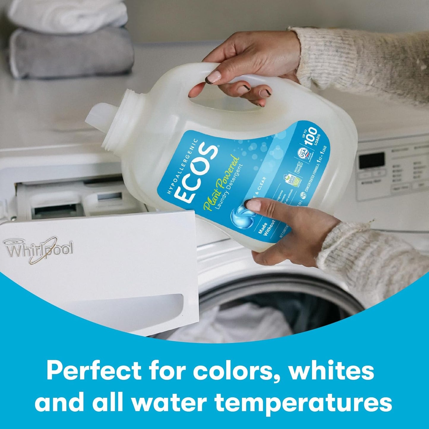 ECOS Laundry Detergent Liquid, 200 Loads - Dermatologist Tested Laundry Soap - Hypoallergenic, EPA Safer Choice Certified, Plant-Powered - Lemongrass, 100 Fl Oz (Pack of 2)