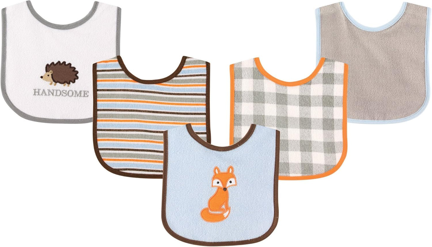 Luvable Friends Baby Cotton Terry Drooler Bibs with PEVA Back, Transportation, One Size