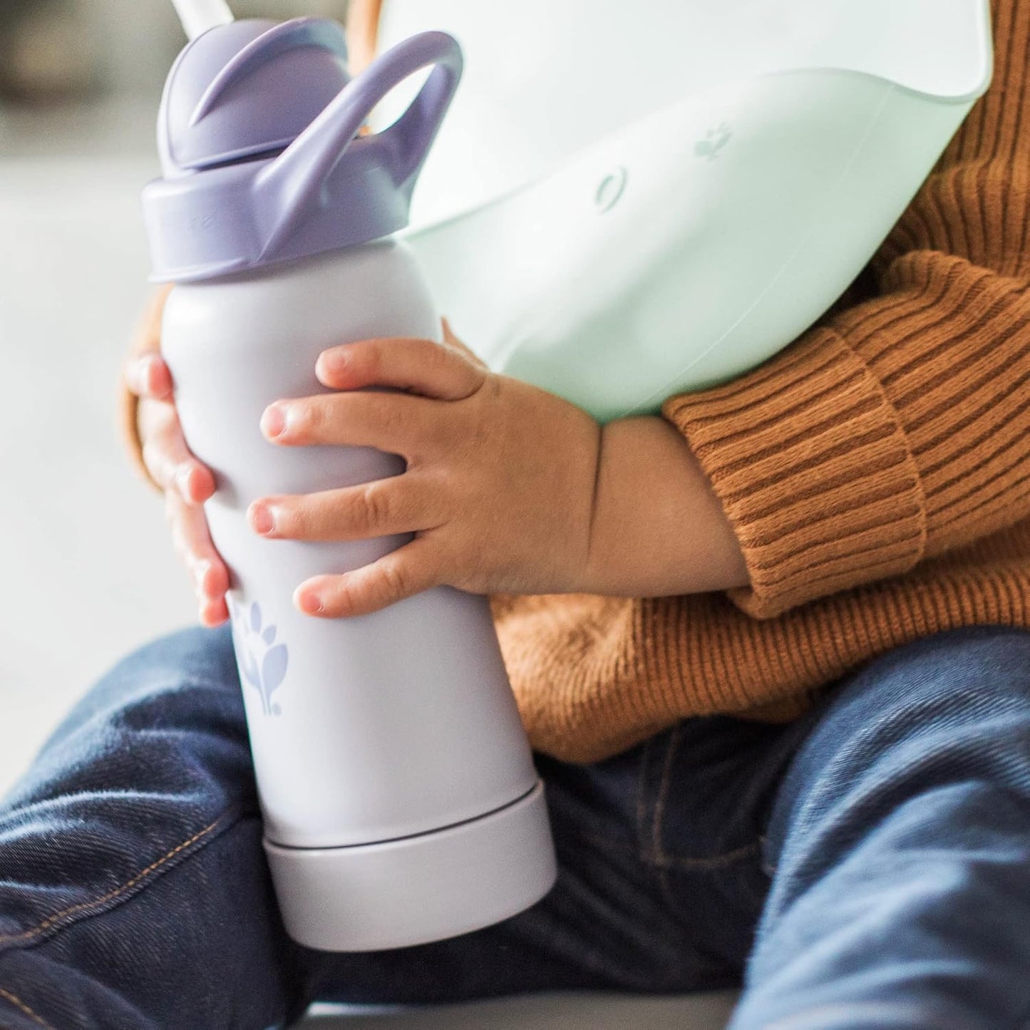 Green Sprouts® Sprout Ware® Straw Bottle 10oz., 6mo+, Plant-Plastic, Platinum-Cured Silicone, Dishwasher Safe, Grows with Baby, Tested for Hormones - Plum