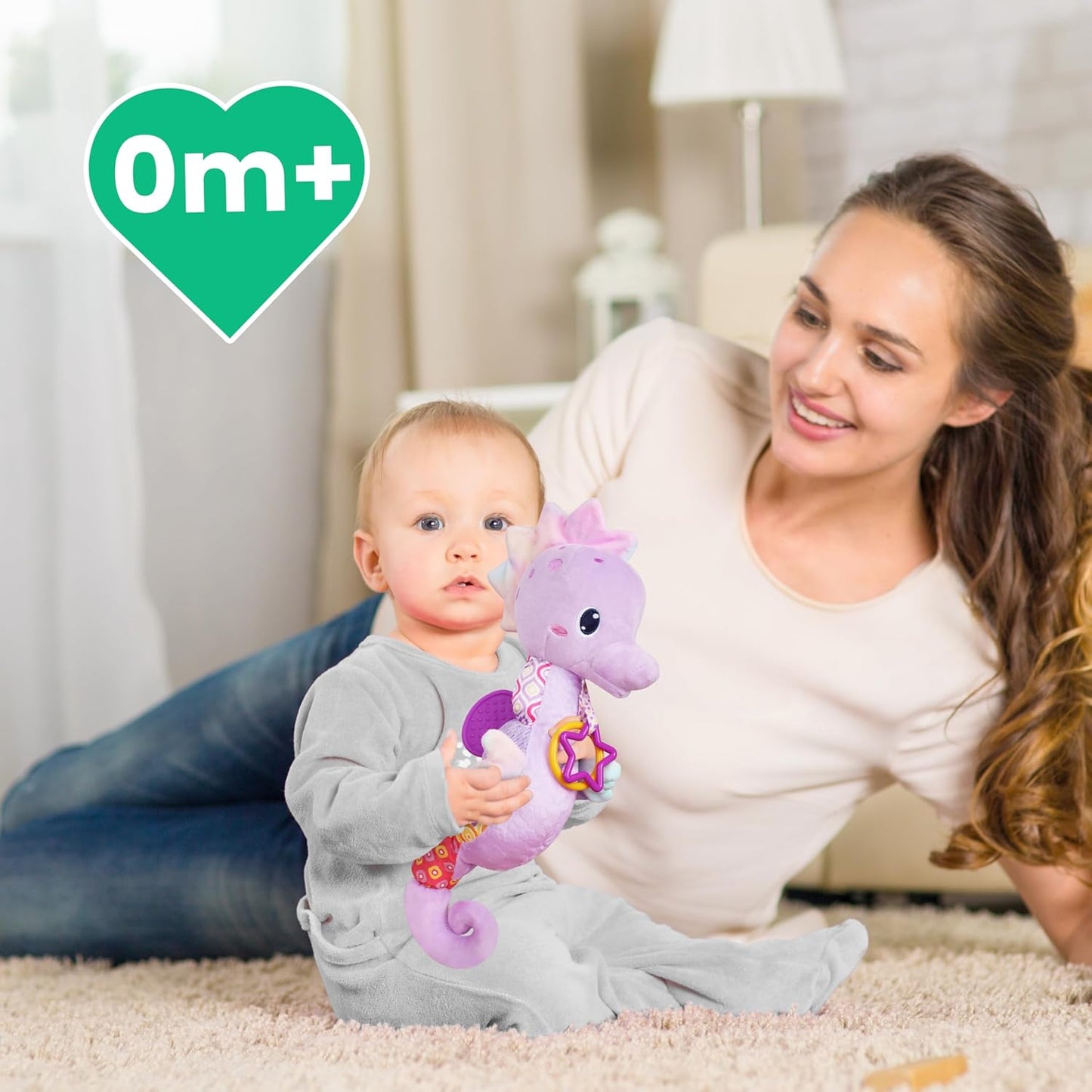 Sumobaby Infant Baby Musical Stuffed Animal Activity Soft Toys with Multi-Sensory Crinkle, Rattle and Textures, for Tummy Time Newborn 0-3-6-12 Months Boys, Girls, Seahorses, Purple