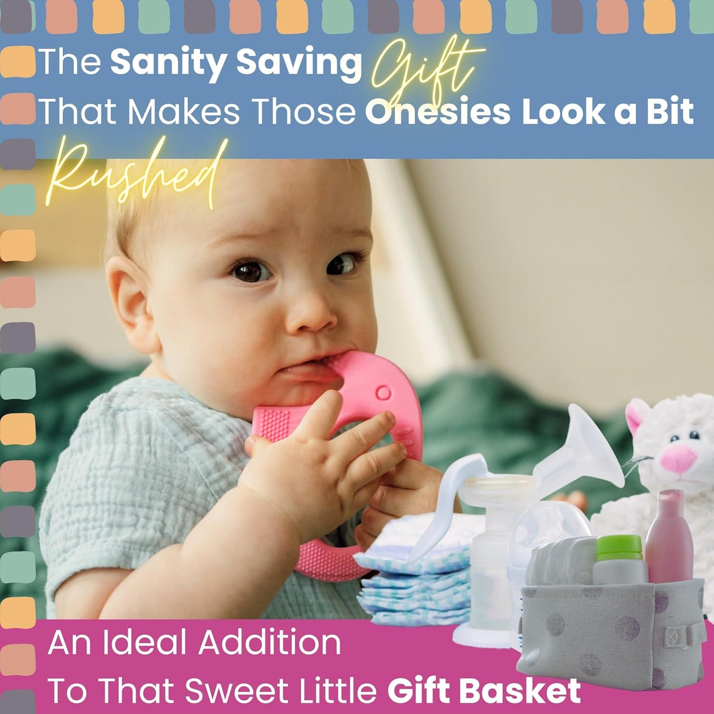 Teethers for Babies 6-12 Months - Baby Elefun 5x Pain Relief Toddler Teether. No More Ouch for Mom Anti Bite Trainer. Nurtures Grasping, Passing, Hand Eye Coordination. Silicone Baby Teething Toy Ring