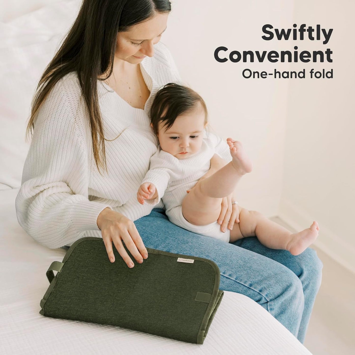 KeaBabies Portable Diaper Changing Pad, Easy Wipe Clean - Foldable Waterproof Baby Changing Mat for Diaper Bag, Compact, Lightweight, 25x13 Newborn, Infant, Baby Changer Travel Essential (Dark Olive)