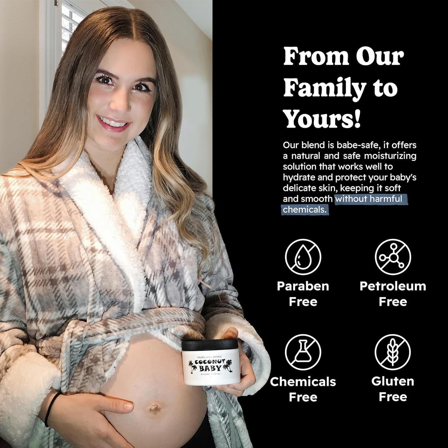 Coconut Essentials COCONUT BABY Oil, Natural & Organic Moisturizer for Newborn Sensitive Skin, Eczema & Psoriasis Relief, Hair Oil for Cradle Cap Treatment, Unscented, Sunflower & Grape Seed 8 fl oz