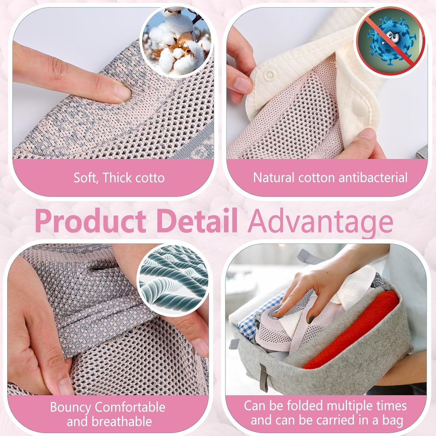 Baby Carrier Newborn to Toddler, Ergonomic, Breathable and Lightweight Newborn Carrier, Infant Carrier for 7-33 lbs, Easy Adjustable, Soft(Light Pink)