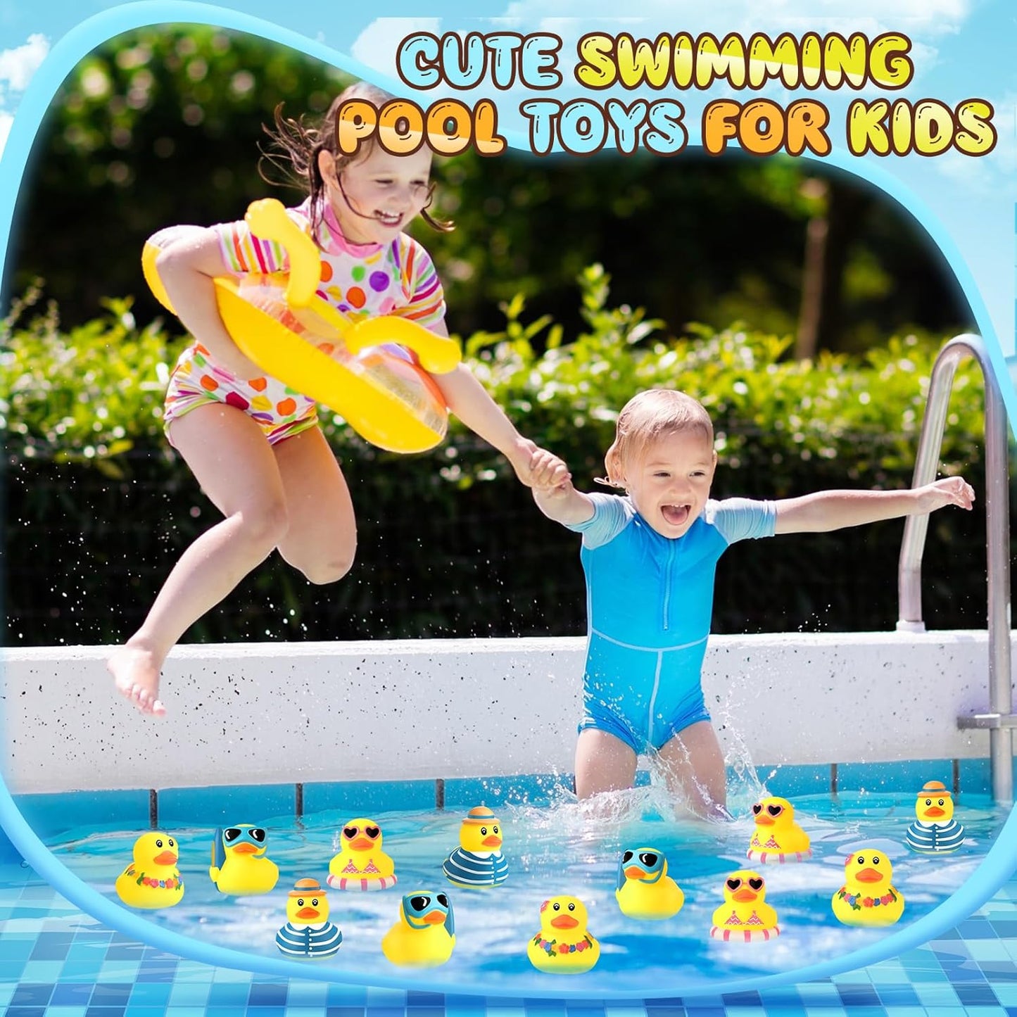 Honoson 36 Pcs Summer Beach Rubber Duckies Bulk Mini Rubber Duck Bath Toys Float Bathtub Ducky Cute Squeaky Ducky for Classroom Carnival Summer Birthday Baby Shower Party Favor