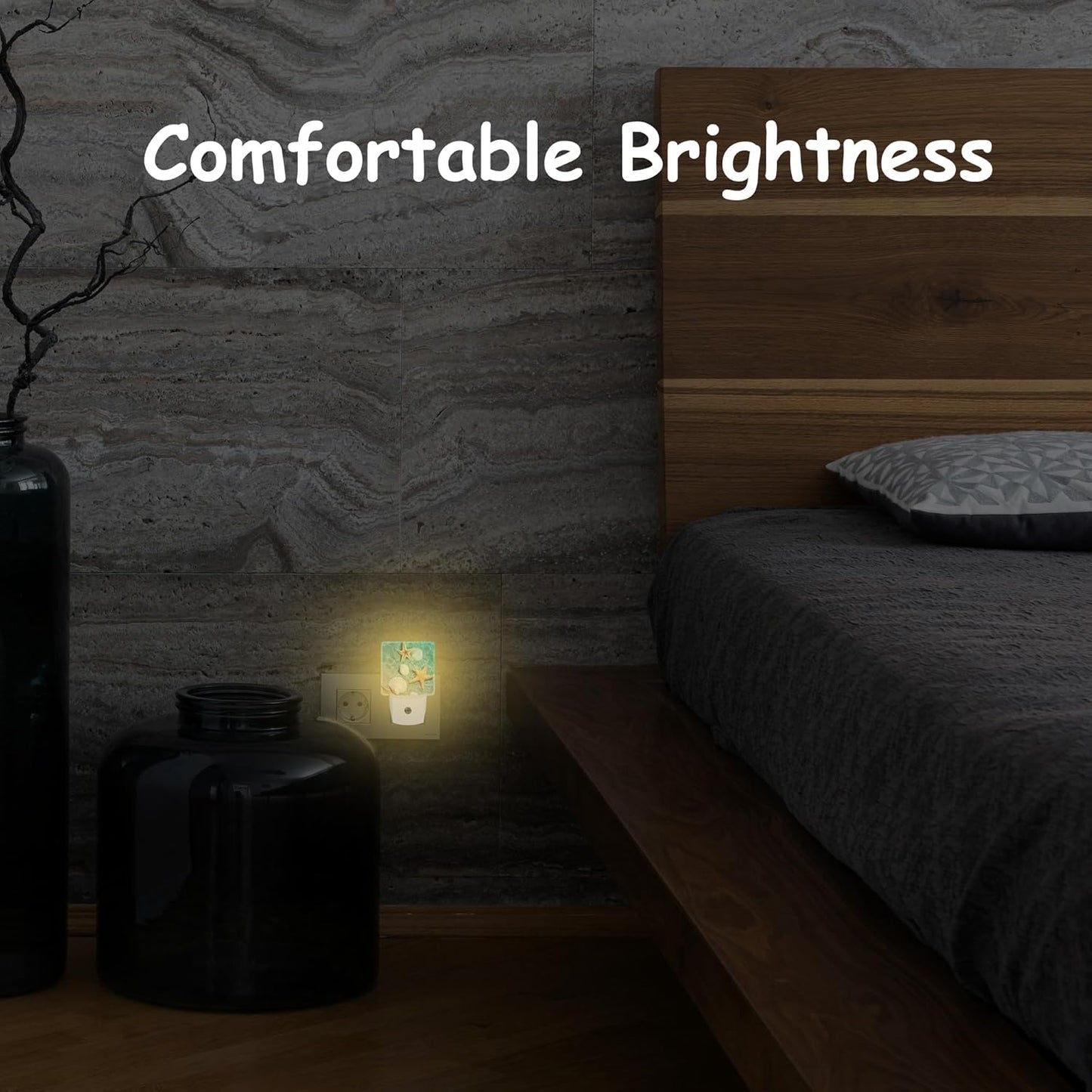 Starfish and Shell in Beach Sea Water Night Light Plug Wall,LED Night Lights with Dusk to Dawn Light Sensor for Women Girls Boys Room Decor,Hallway,Kitchen,Bathroom,Nursery,Stairs