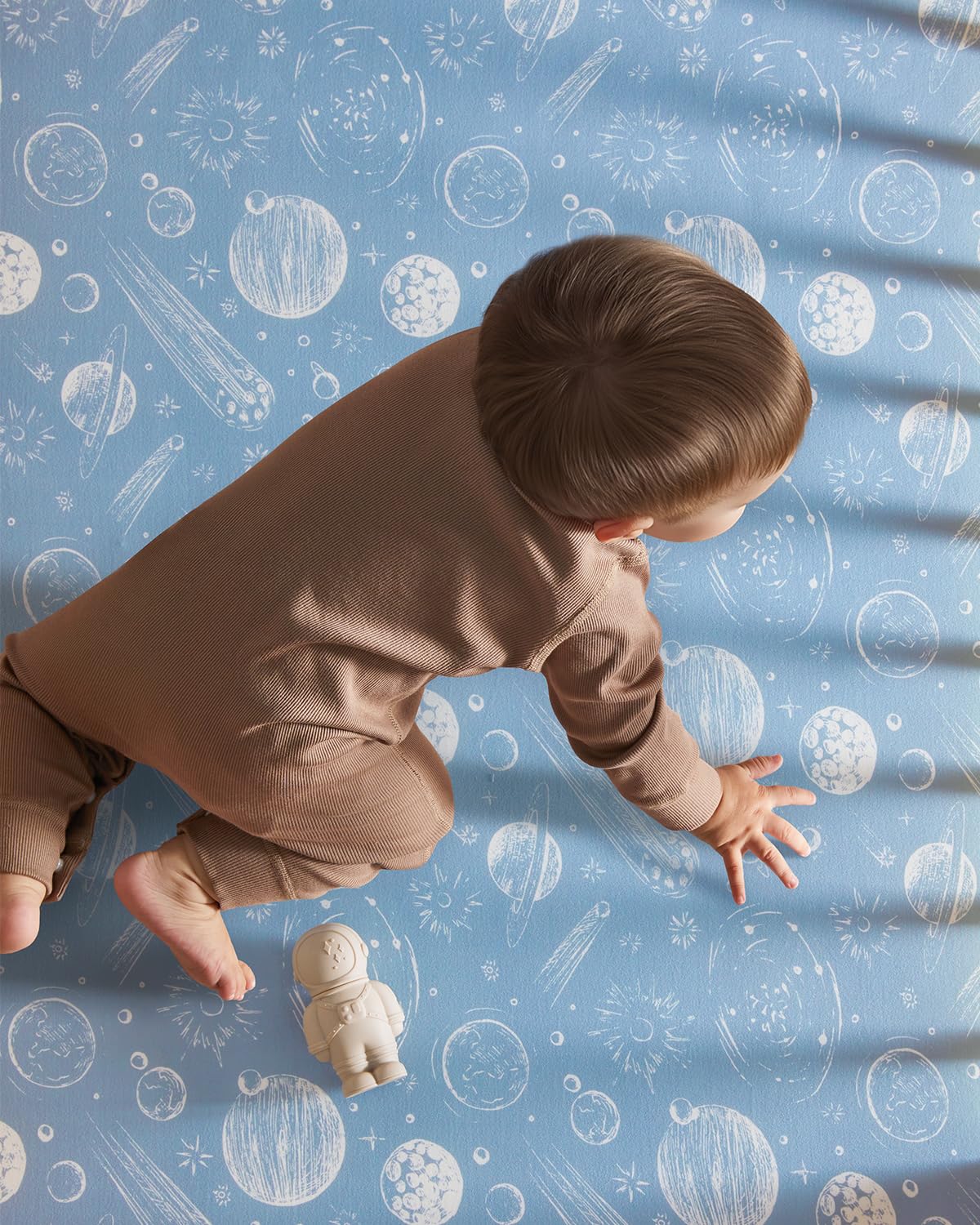 Baby Crib Sheets for Boys Girls, 28x52x8in Fitted Crib Sheet Neutral 3 Pack for Standard Crib and Toddler Mattress, Breathable Soft Microfiber Baby Sheet Green Gray Constellation