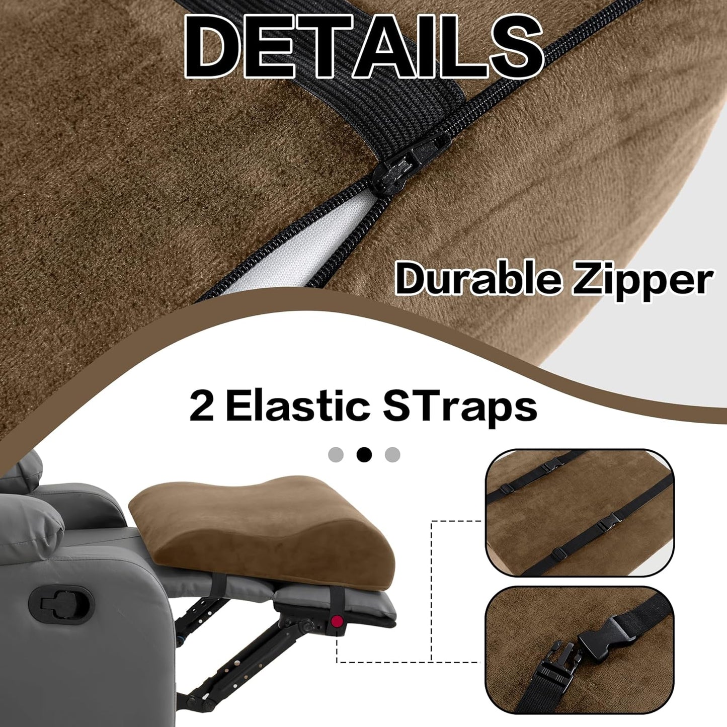 HOMBYS Extra Large Recliner Leg Pillow, Foam Foot Rest Cushion Wave Shape Recliner Footrest Extender, Multi Purpose Back & Lumbar Support Pillow for Bed, Sofa Couch, Coffee Color