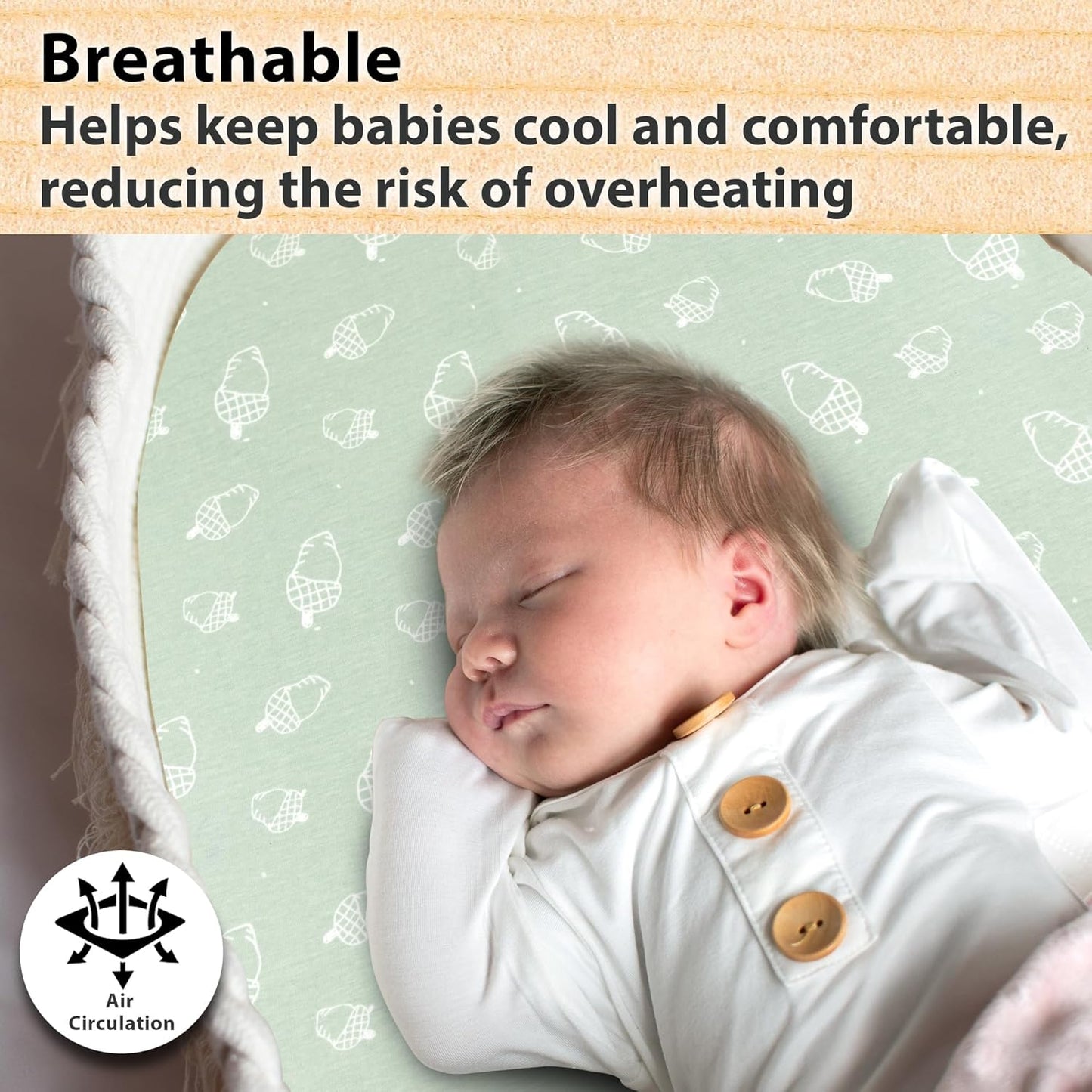 3-Pack Organic Jersey Cotton Bassinet Fitted Sheets – Fits 32 x 16 x 4 Inch Pads – Compatible with Halo, Snoo, Graco, Dream On Me, Delta – for Oval, Hourglass, and Rectangular Bassinet Mattresses