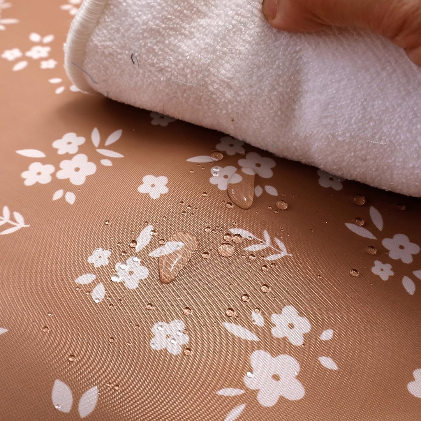 Baby Splat Mat for Under High Chair, 51 x 51 Inch Wipeable Splash Mat,Floor Protector,Wipe-Clean Tablecloth and Playing Mat (Flower)