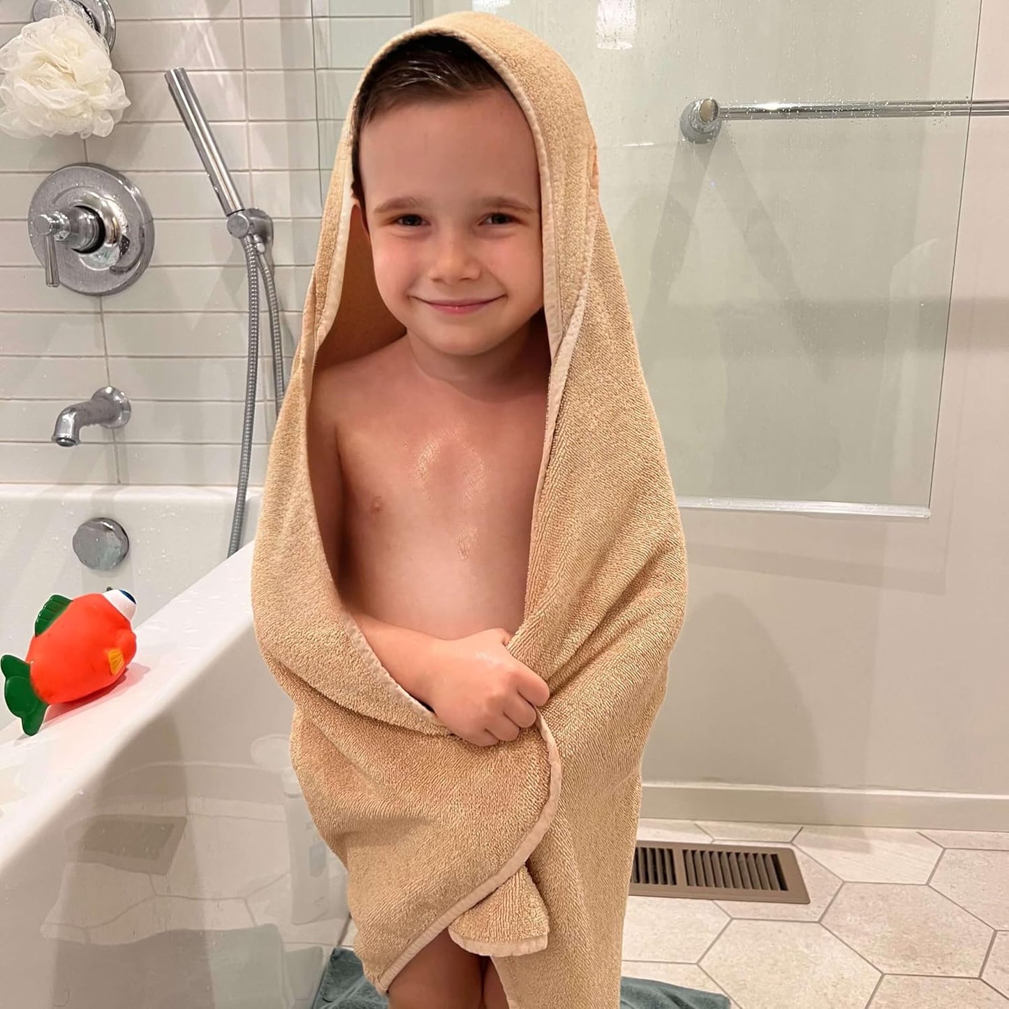 Pine & Palm Home Baby Hooded Towel - Rayon from Bamboo & Turkish Cotton - Super Soft & Absorbent Infant & Toddler Bath Towel (Pumice Stone)