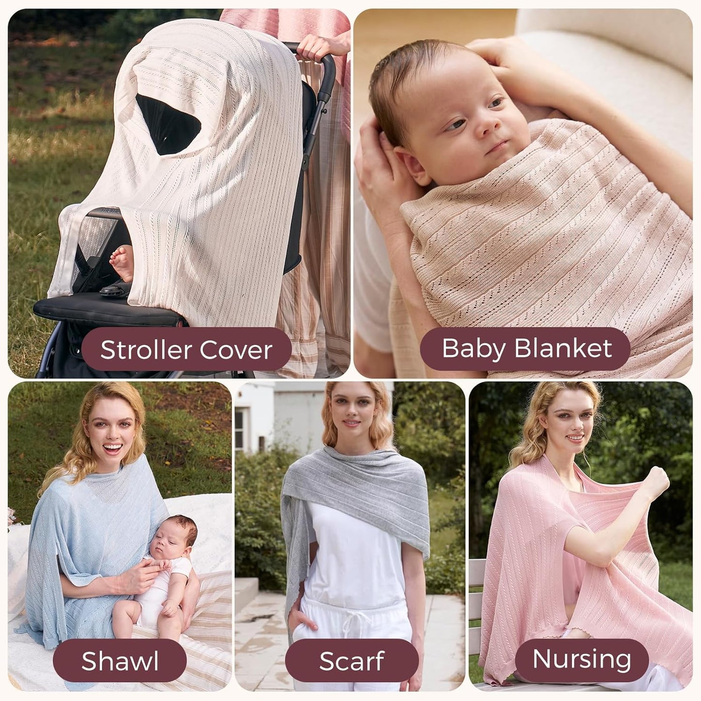 Momcozy Ultra-Light Nursing Cover for Breastfeeding, Soft Breathable Tencel™ Lyocell Fabric, Multi-Use Feeding Shawl, Newborn Essentials Must Haves(White)