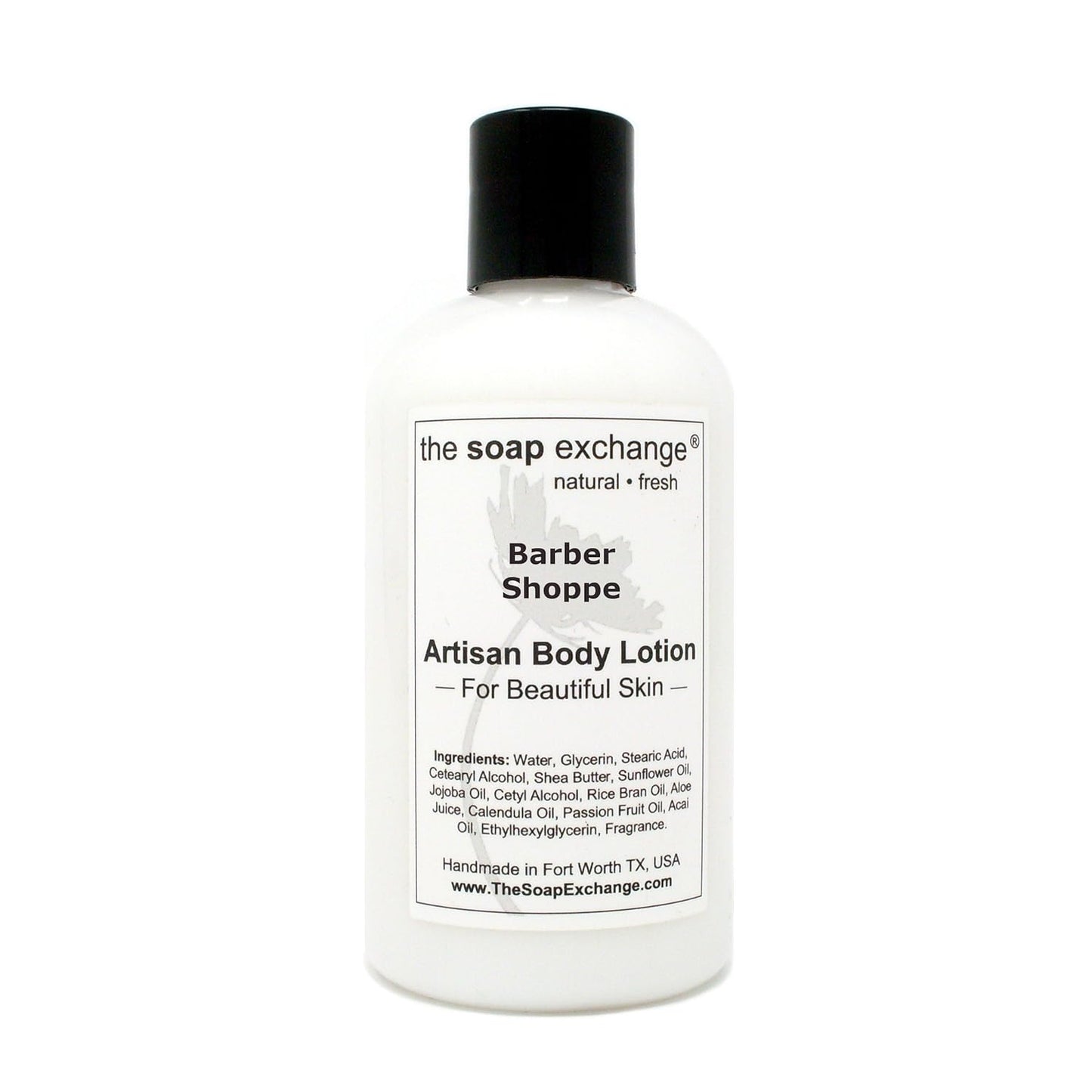 The Soap Exchange Body Lotion - Barbershop Scent - Hand Crafted 8 fl oz / 240 ml Natural Artisan Skin Care for Hand, Face, & Body, Moisturize, Hydrate, & Protect. Made in the USA.