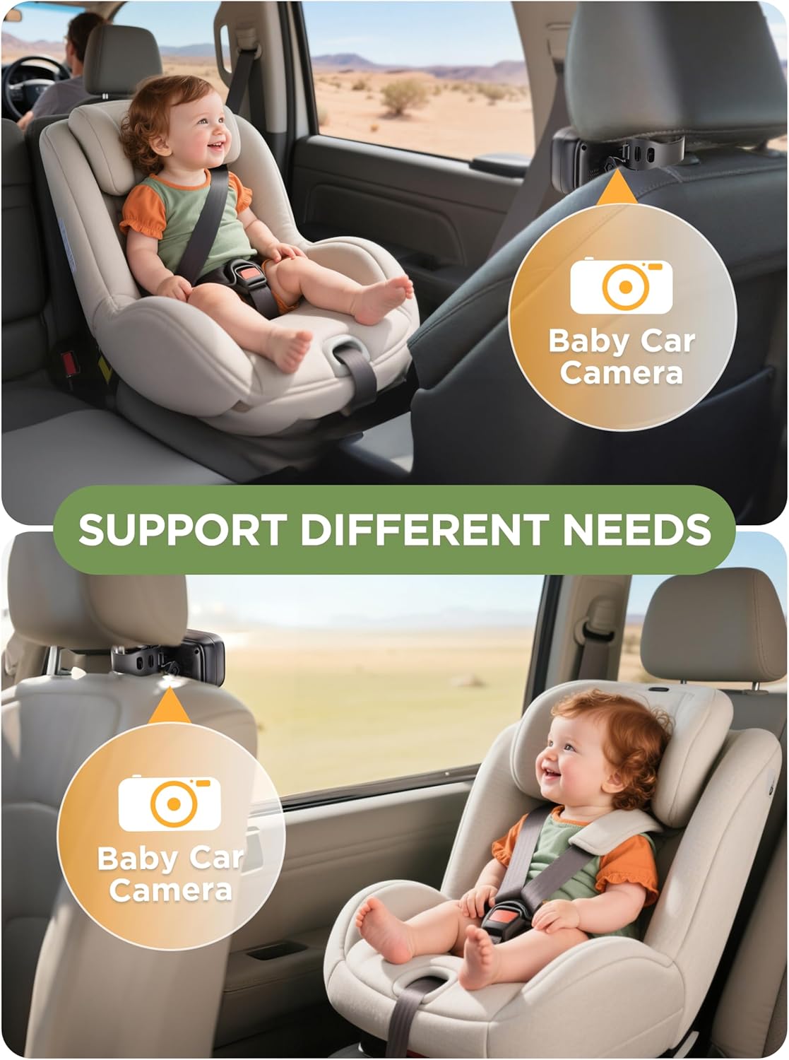 Wireless Baby car Camera - 40 Hours Battery Life& 940mn Night Vision, 4.3'' HD Car Baby Monitor - 1080P Video & 360° Adjustable, Rear Facing Back Seat Camera - Essentials for Newborn Families