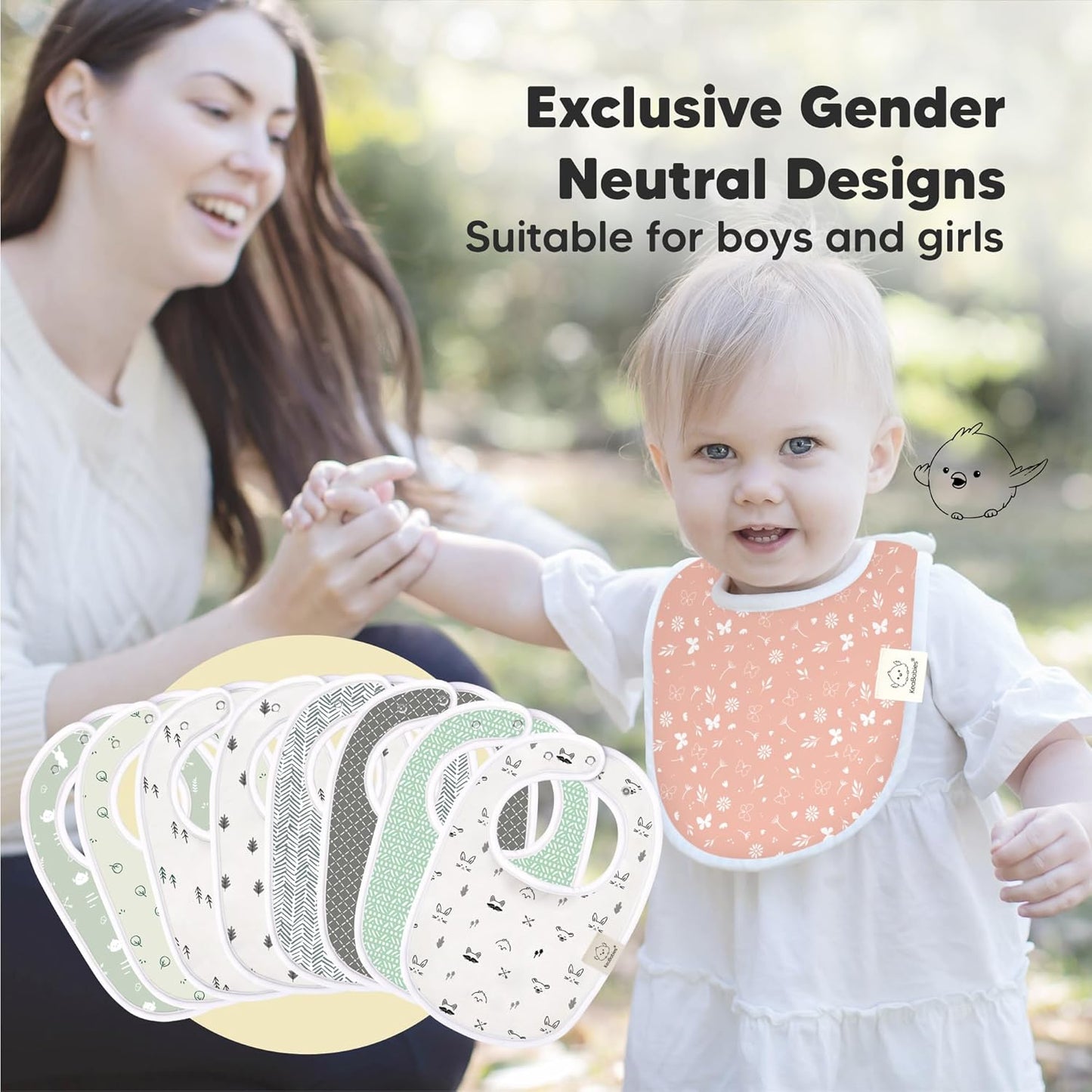 8-Pack Organic Baby Bibs for Boys, Girls - Soft Cotton Drooling and Teething Bibs for Baby Girl & Boy, Extra Absorbent, Easy To Clean & Put On for Toddler, Newborn, Infant 0-24 Months (Butterflies)