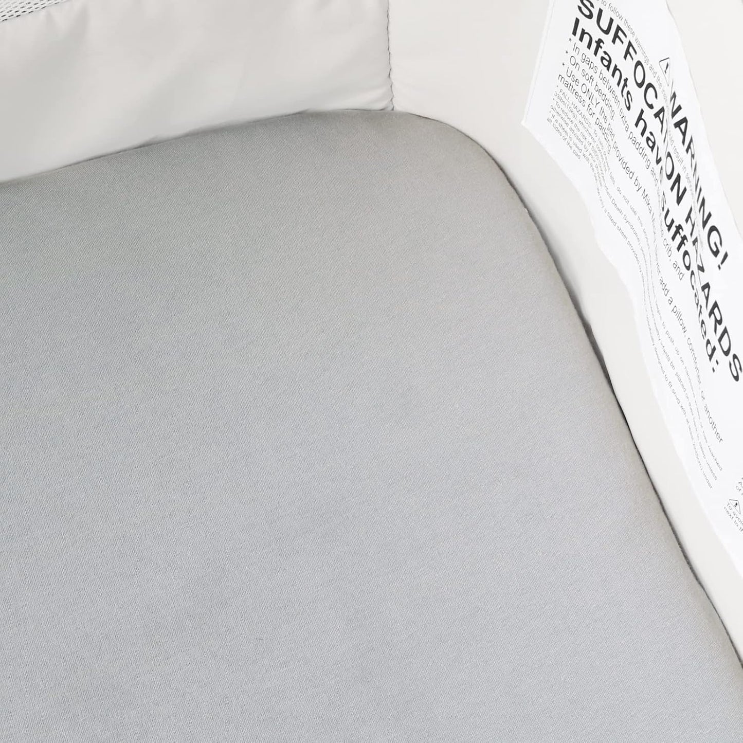 Bassinet Sheets Fit for Dream On Me Lacy, Delta Children Curve, Regalo Baby Basics™ Infant, Fisher Price, Simmons Kids(for Twins) and Safety 1st Bassinet,100% Cotton, 2 Pack, White and Gray