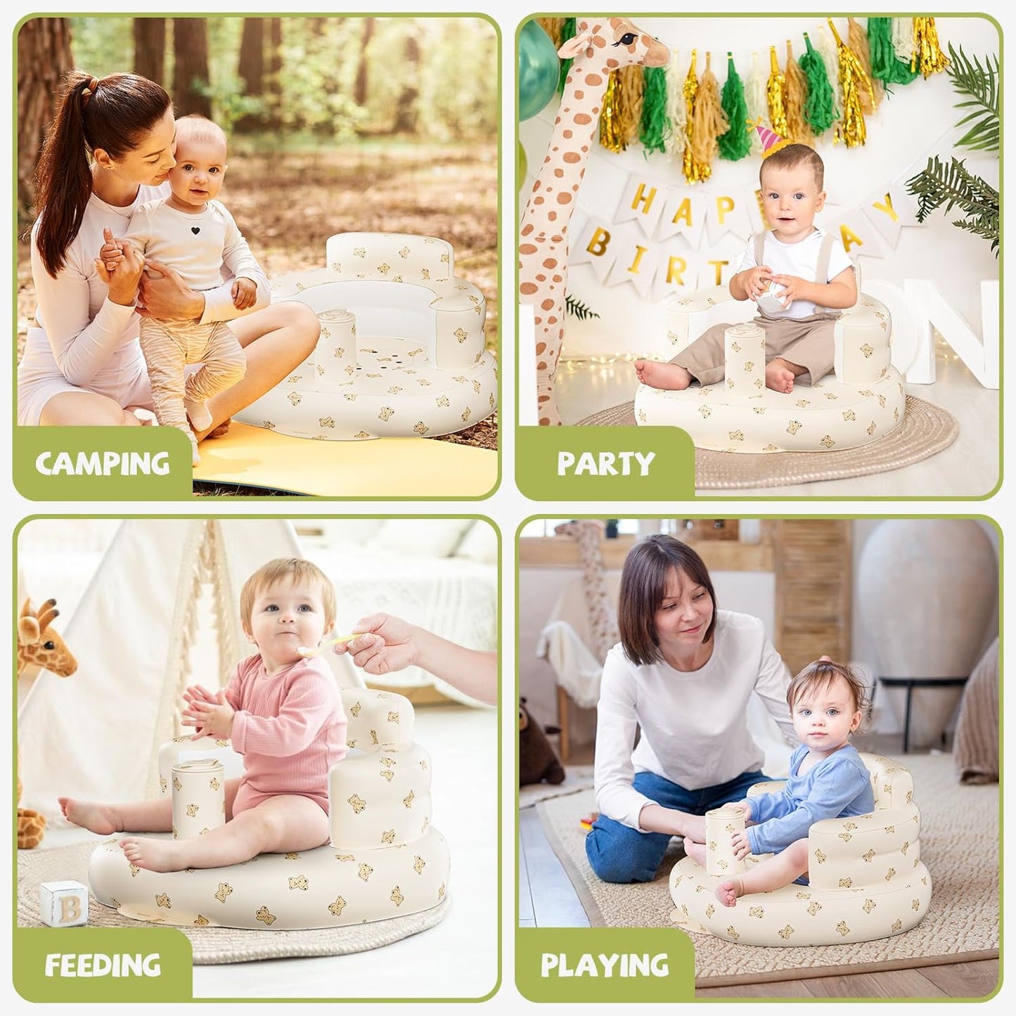 Baby Beach Chair,Inflatable Baby Seat for Babies 3 Months and Up,Summer Bumbo Seat for Learning to Sit, Feeding, Camping