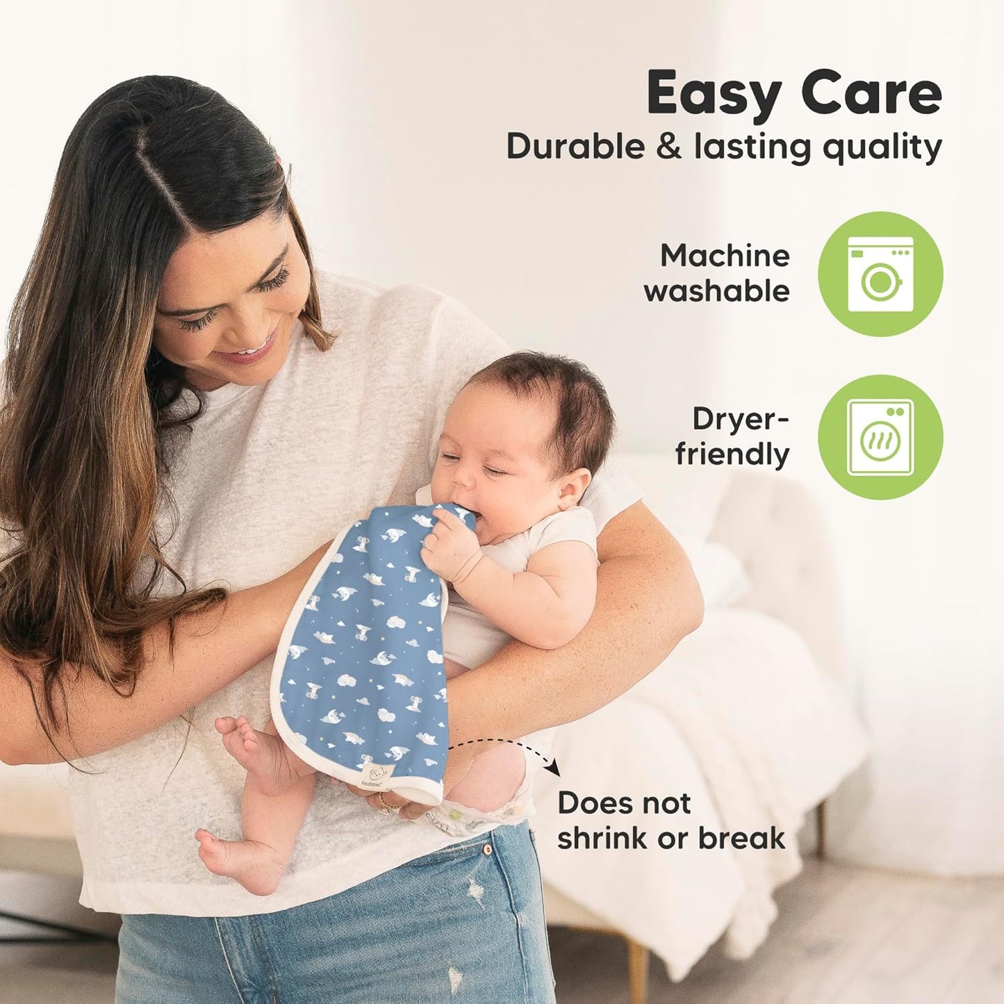 5-Pack Muslin Burp Cloths Baby Boy, Girl - Very Absorbent Baby Burp Cloth Rags, 8-Layers Viscose Derived from Bamboo Cotton Muslin Towel, Super Soft Spit Up Rags, No Shrink Washcloths (Dreamers)