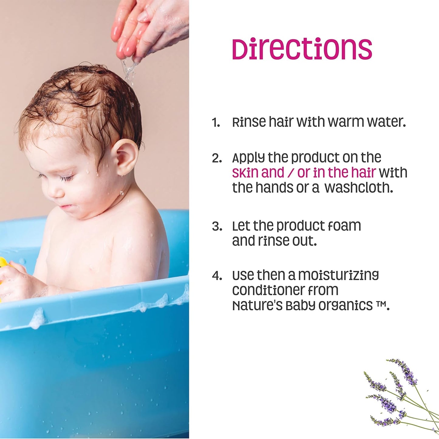 Nature's Baby 3-in-1 Baby Shampoo/Body/Face Wash - Formulated for Problem and Sensitive Skin - No Sulfate or Artificial Fragrances - pH Neutral & Tear Free - Lavender Chamomile 16 oz