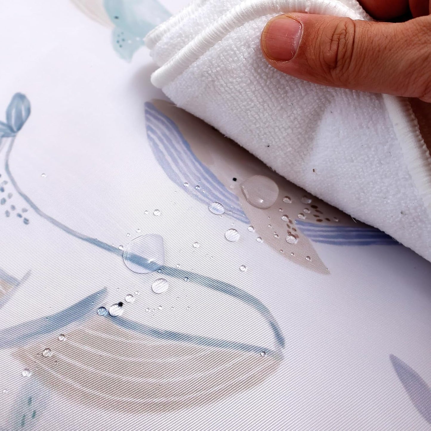 Baby Splat Mat for Under High Chair, 51 x 51 Inch Wipeable Splash Mat,Floor Protector,Wipe-Clean Tablecloth and Playing Mat (Whale)