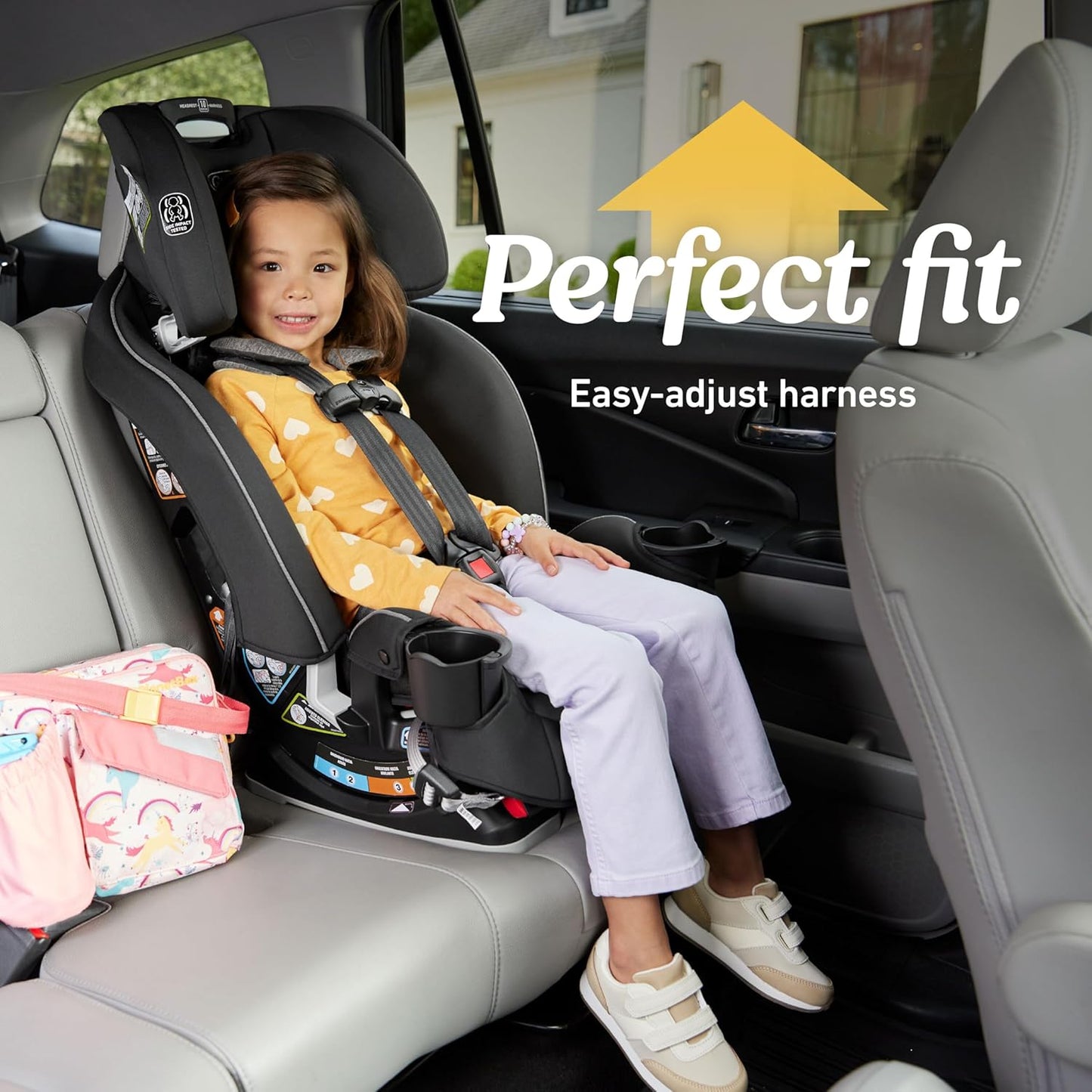 Graco Slimfit 3-in-1 Convertible Car Seat, Ultra-Space-Saving Design, Silas, Suitable for Rear and Forward-Facing, Highback Booster Seat with 10-Position Headrest