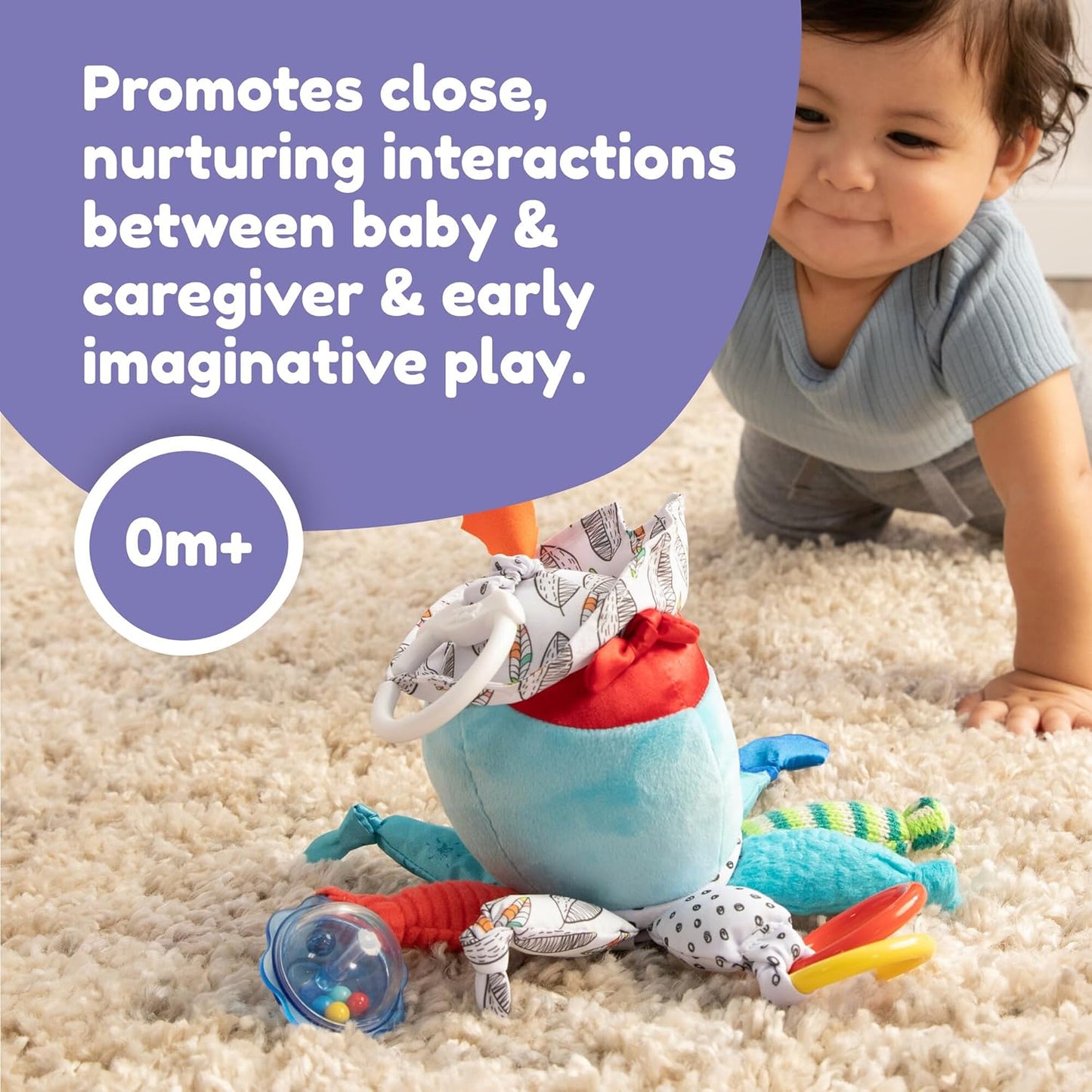 Lamaze Clip On Car Seat and Stroller Toy - Captain Calamari - Crinkle Car Seat Toys and Stroller Toys - Sensory Toys for Babies - Travel Toys for Car - Infant Toys Ages 0 Months and Up