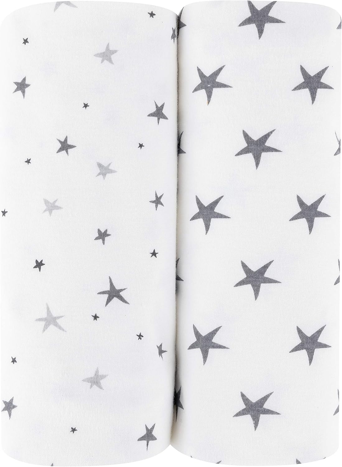 Ely’s & Co. Patent Pending Waterproof Changing Pad Cover|Cradle Sheet 2-Pack Set for Baby Boy - 100% Cotton, Jersey Knit Cotton Sheets with Waterproof Lining — Grey Stars
